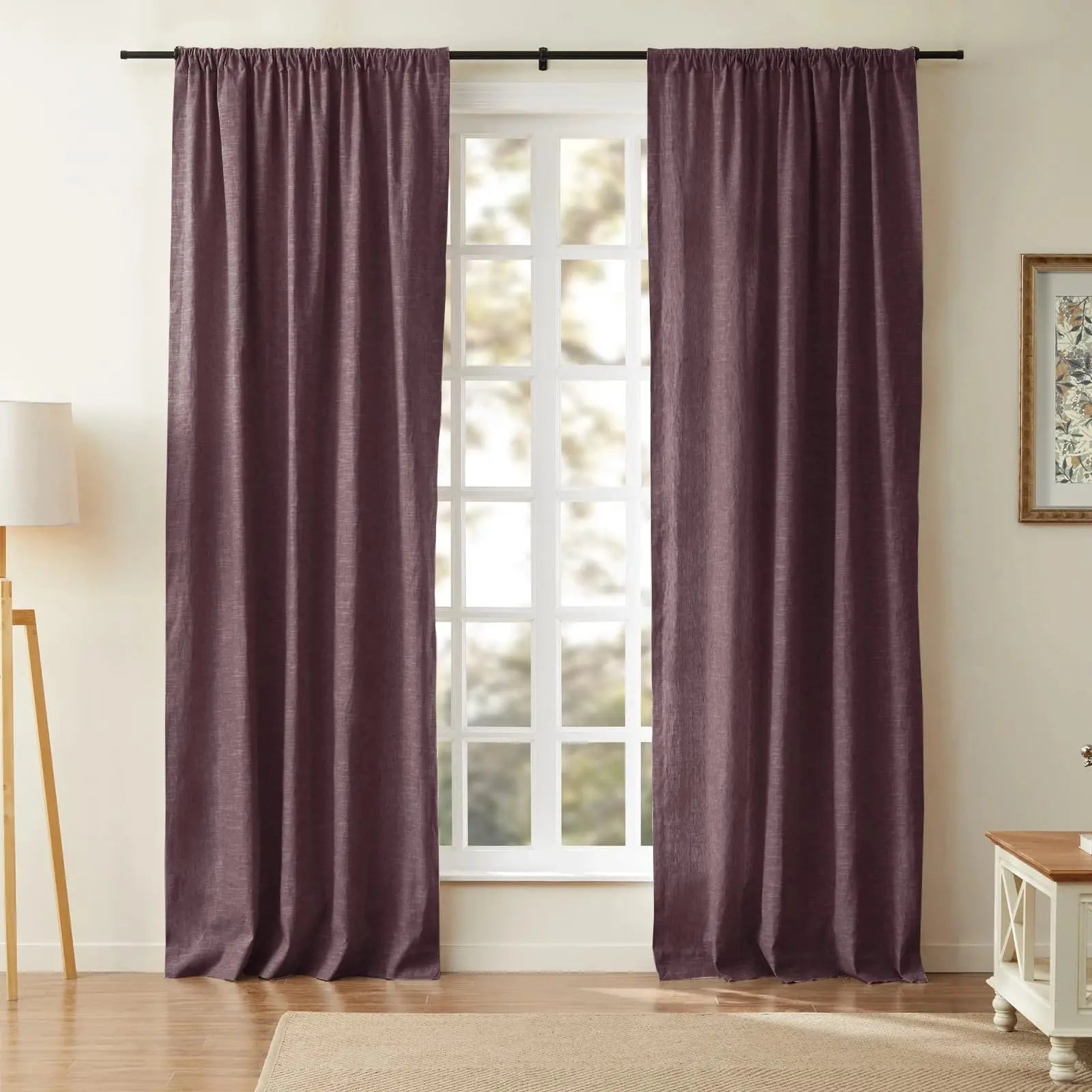 Luxury Linen Cotton Curtains - Soft Top Blackout Drapes for Living Room & Bedroom - Elegant Window Treatments for Home Decor