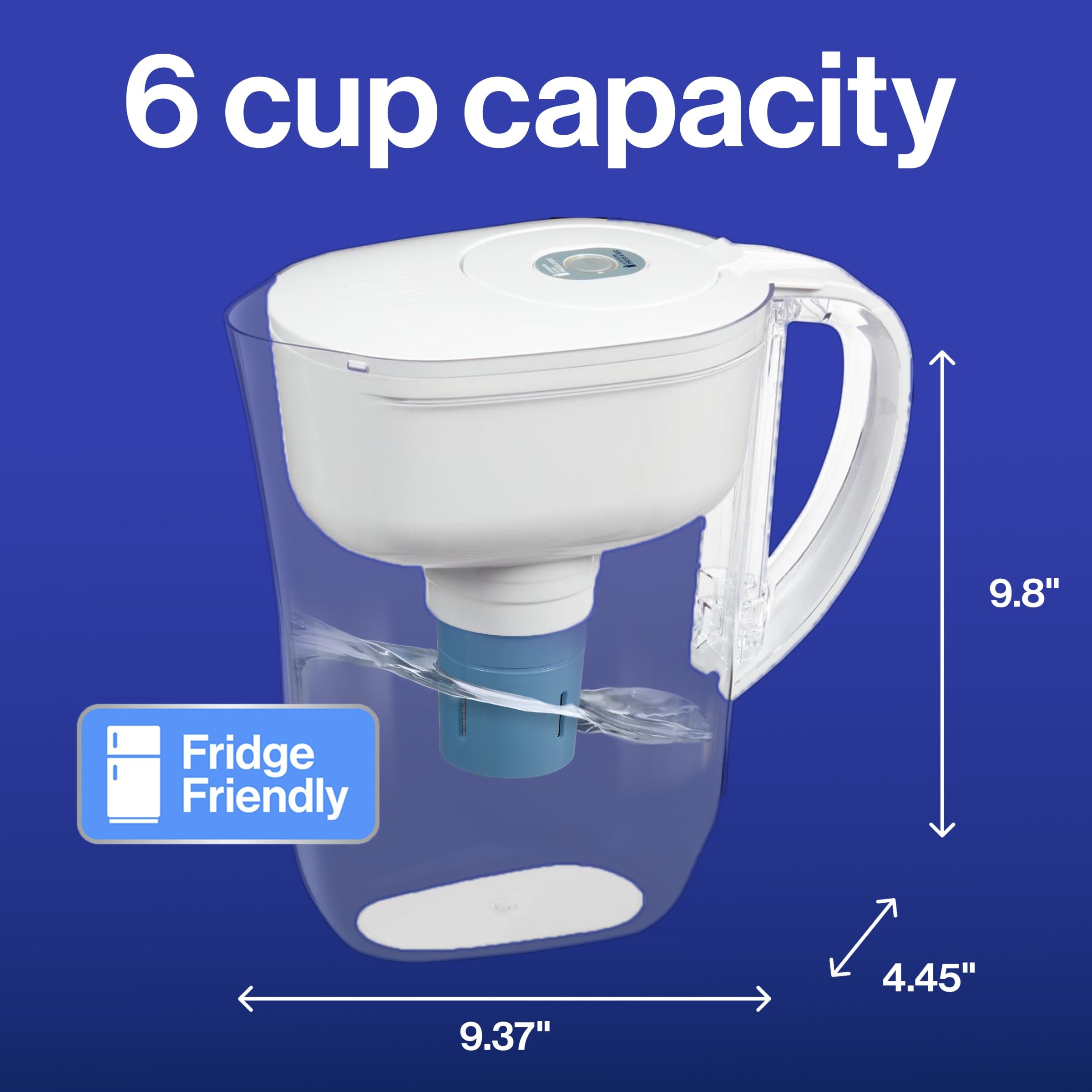 Brita Metro Elite Water Filter Pitcher - 6 Cup White | 99% Lead Removal | Includes 1 Filter | Perfect for Home, Office & Travel | Clean Drinking Water Solution