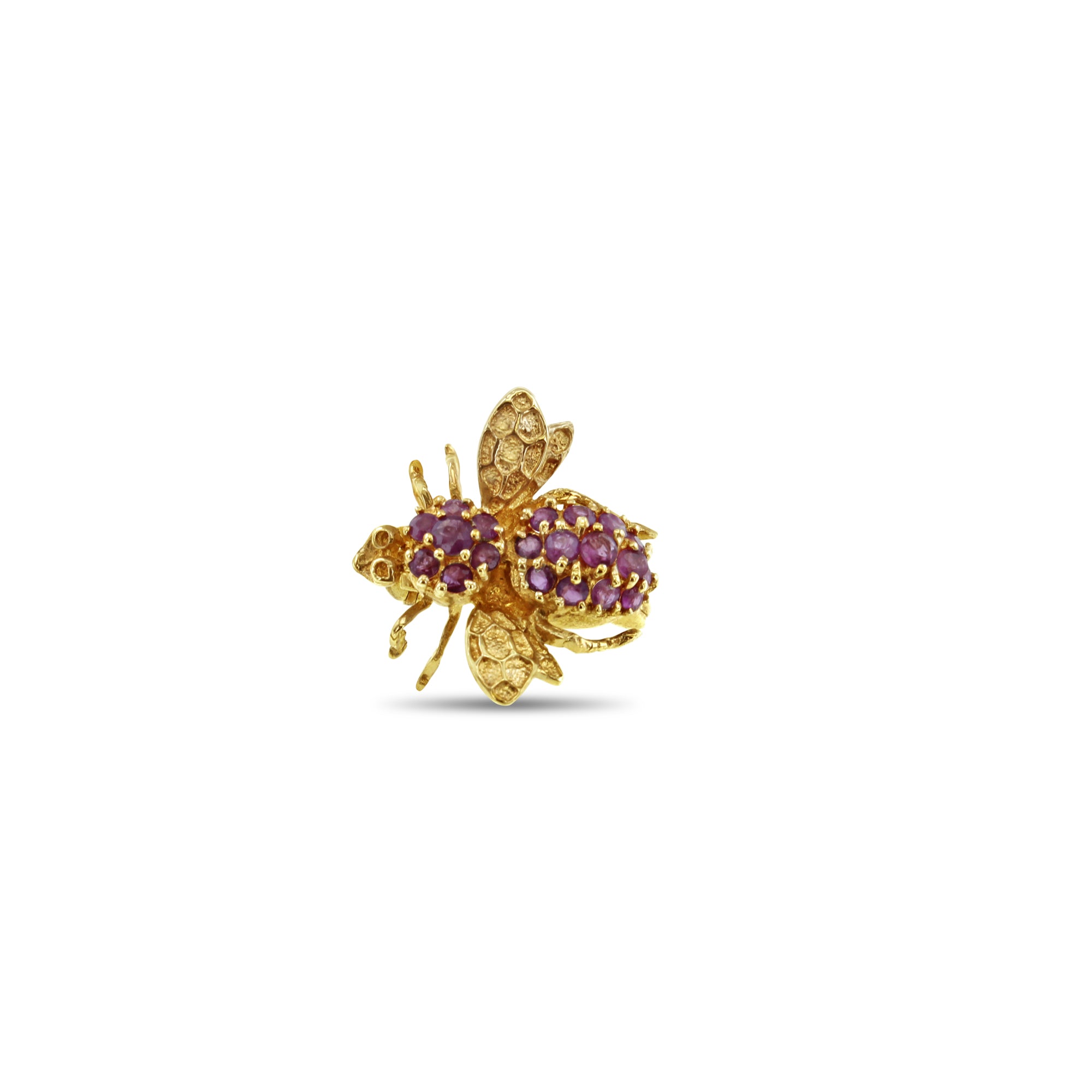 14K Yellow Gold Ruby Bumble Bee Brooch Pin - Elegant Jewelry Gift for Women, Perfect for Weddings, Parties & Special Occasions