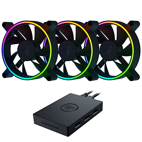 Razer Kunai Hydraulic 120MM aRGB PC Cooling Fans - 3 Pack with Chroma Addressable RGB Controller | High Performance Case Fans for Gaming PC, Workstation & Custom Builds | Perfect for Cooling, RGB Lighting & PC Case Airflow
