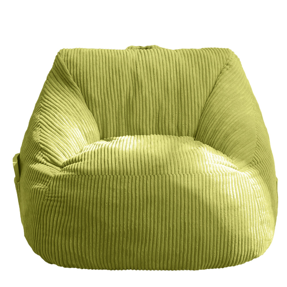 MAXYOYO Kids Bean Bag Chair - Corduroy Bean Bag Couch with Handle & Pocket for Gaming, Reading & Relaxing (Green) - Perfect for Bedrooms, Playrooms & Dorm Rooms