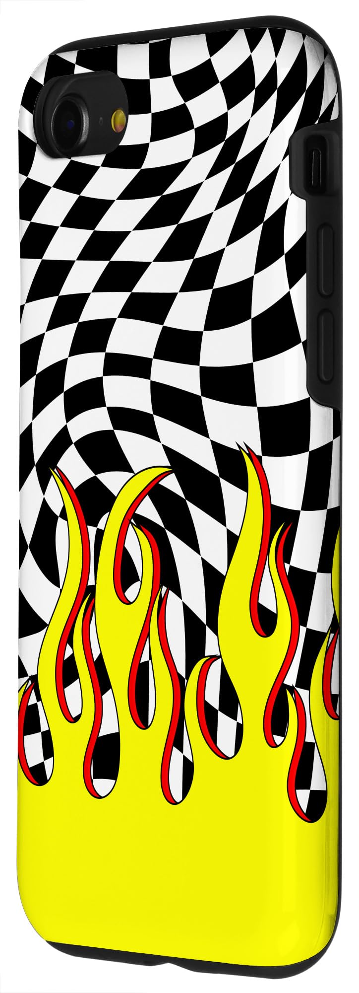 iPhone SE 2020 / 7 / 8 Retro Flames Checkered Phone Case - 90s Aesthetic Design for Daily Use & Travel Protection