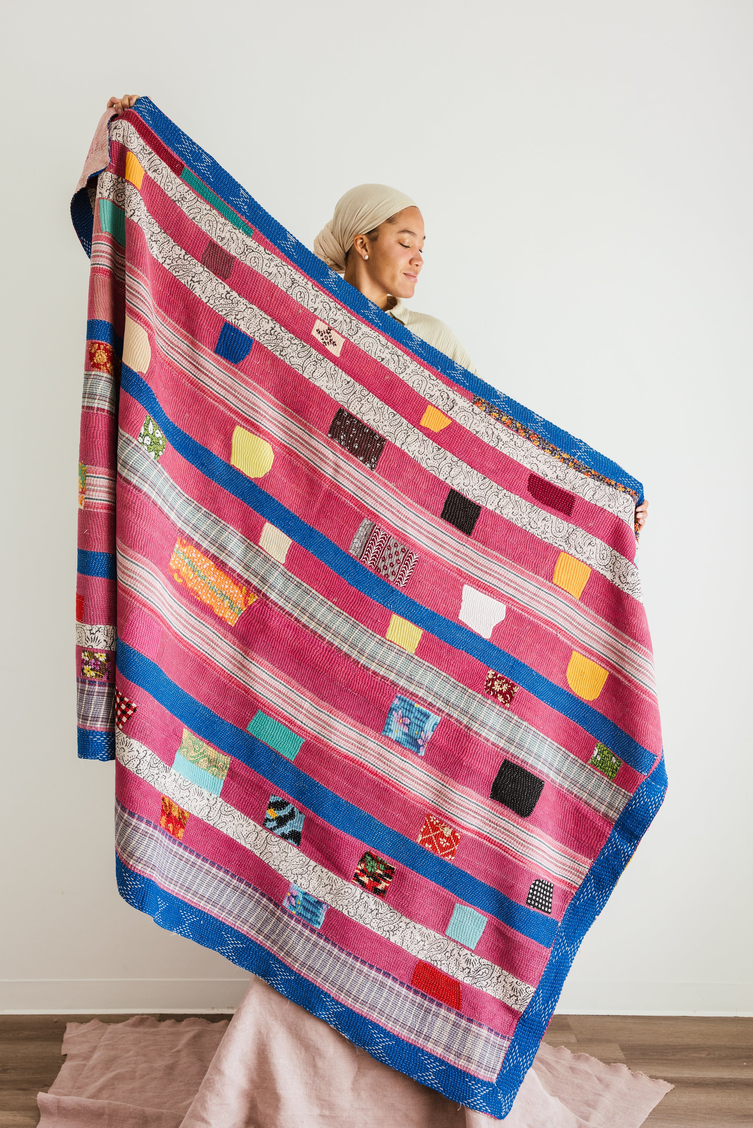 Aloka + BS Quilt #71 - Premium Handmade Patchwork Quilt for Bed, Sofa & Home Decor - Cozy & Stylish Bohemian Design for Bedroom, Living Room & Gift Giving