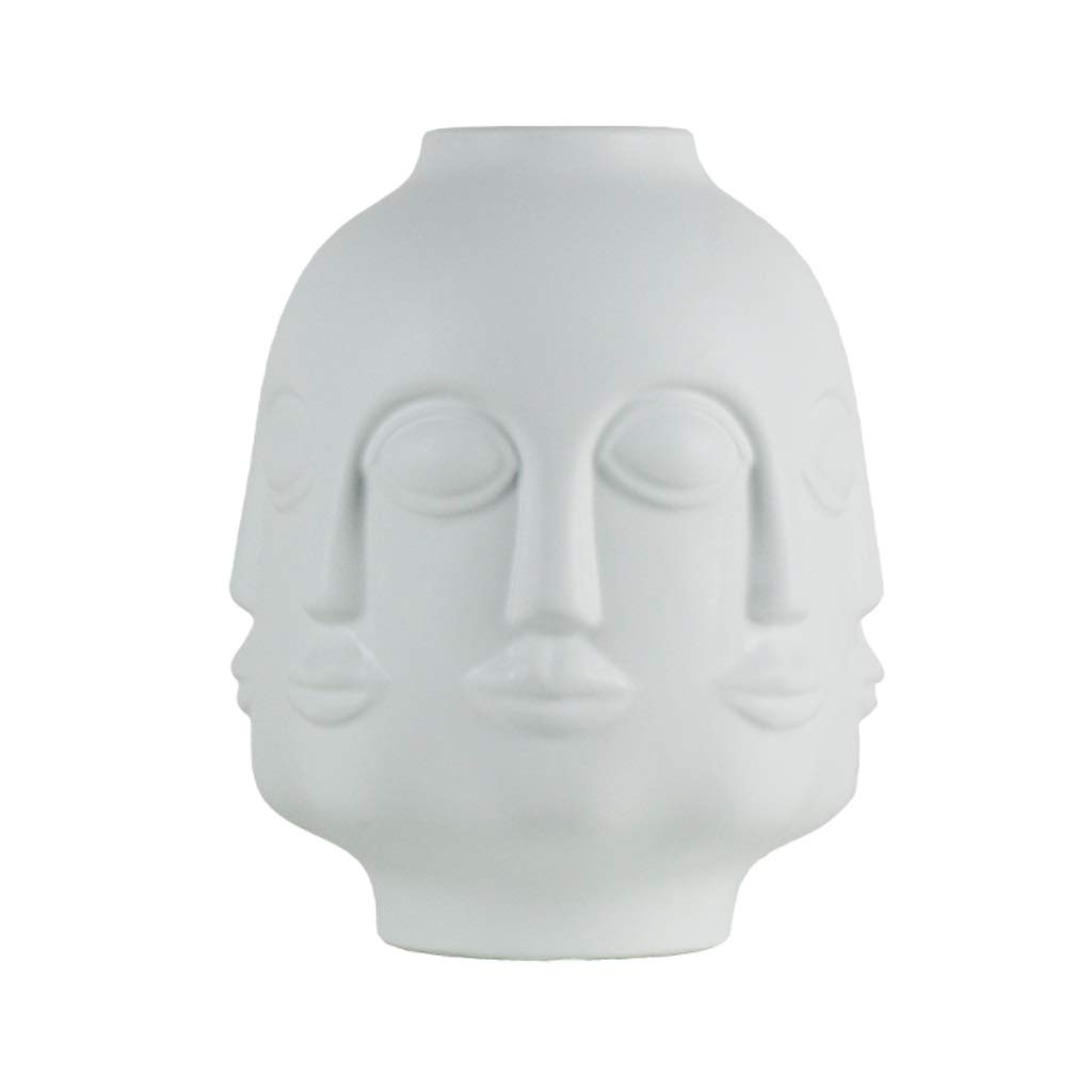 Ceramic Human Face Vase - White Home Decor Flower Vase for Living Room, Dining Table & Office Desk | Elegant Centerpiece for Modern Interior Design