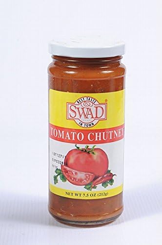 Swad Tomato Chutney 7.5oz (212g) - Authentic Indian Condiment for Curries, Snacks & Sandwiches | Spicy Tangy Flavor | Gluten-Free Vegan Sauce | Perfect for Dipping, Cooking & Meal Prep