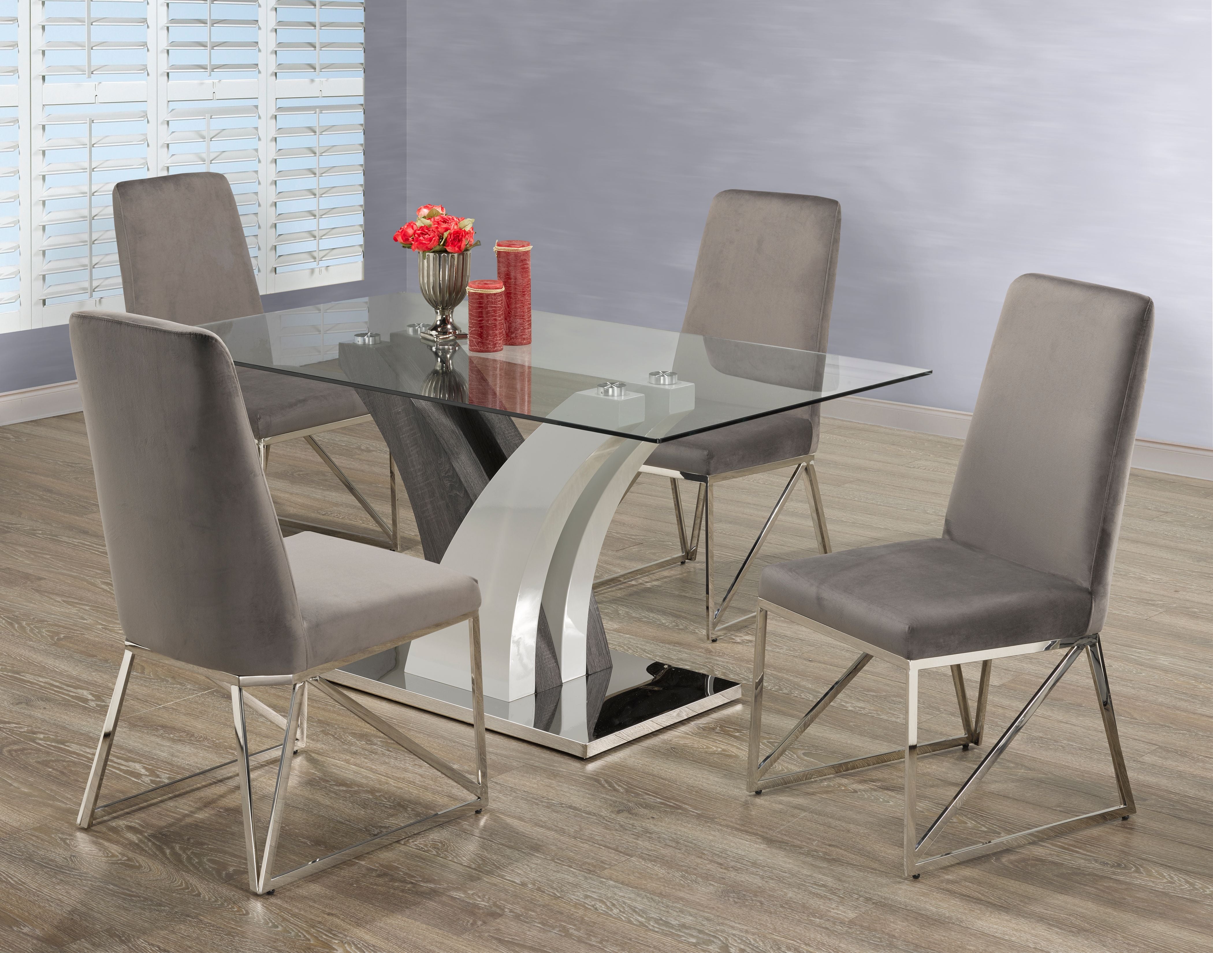 5-Piece Modern Grey Dining Set - Kitchen & Dining Room Table with Chairs for Small Spaces, Home & Apartment