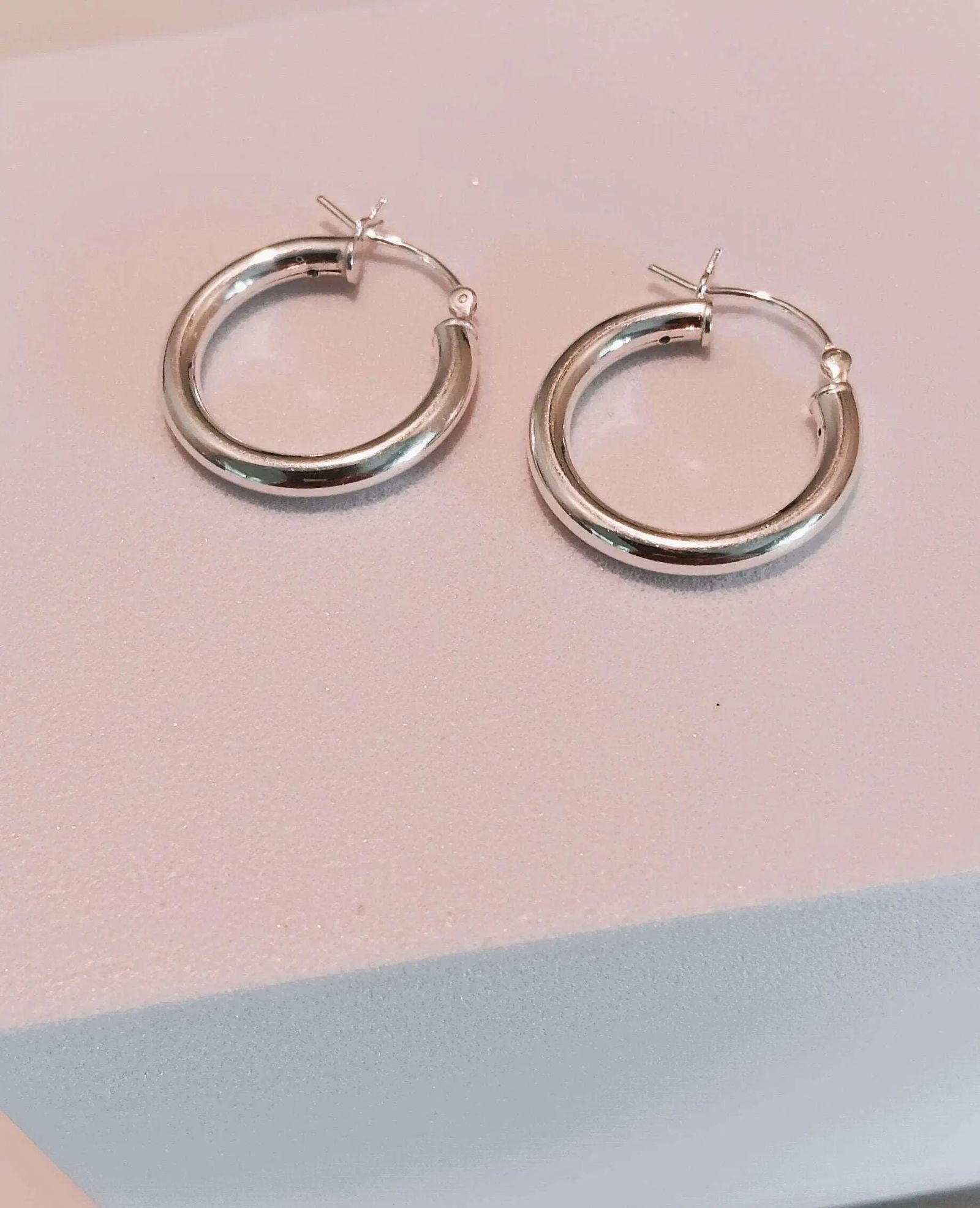 Sterling Silver 3mm x 30mm Hoop Earrings for Women - Minimalist Dainty Everyday Jewelry - Perfect for Work, Date Night & Casual Outfits