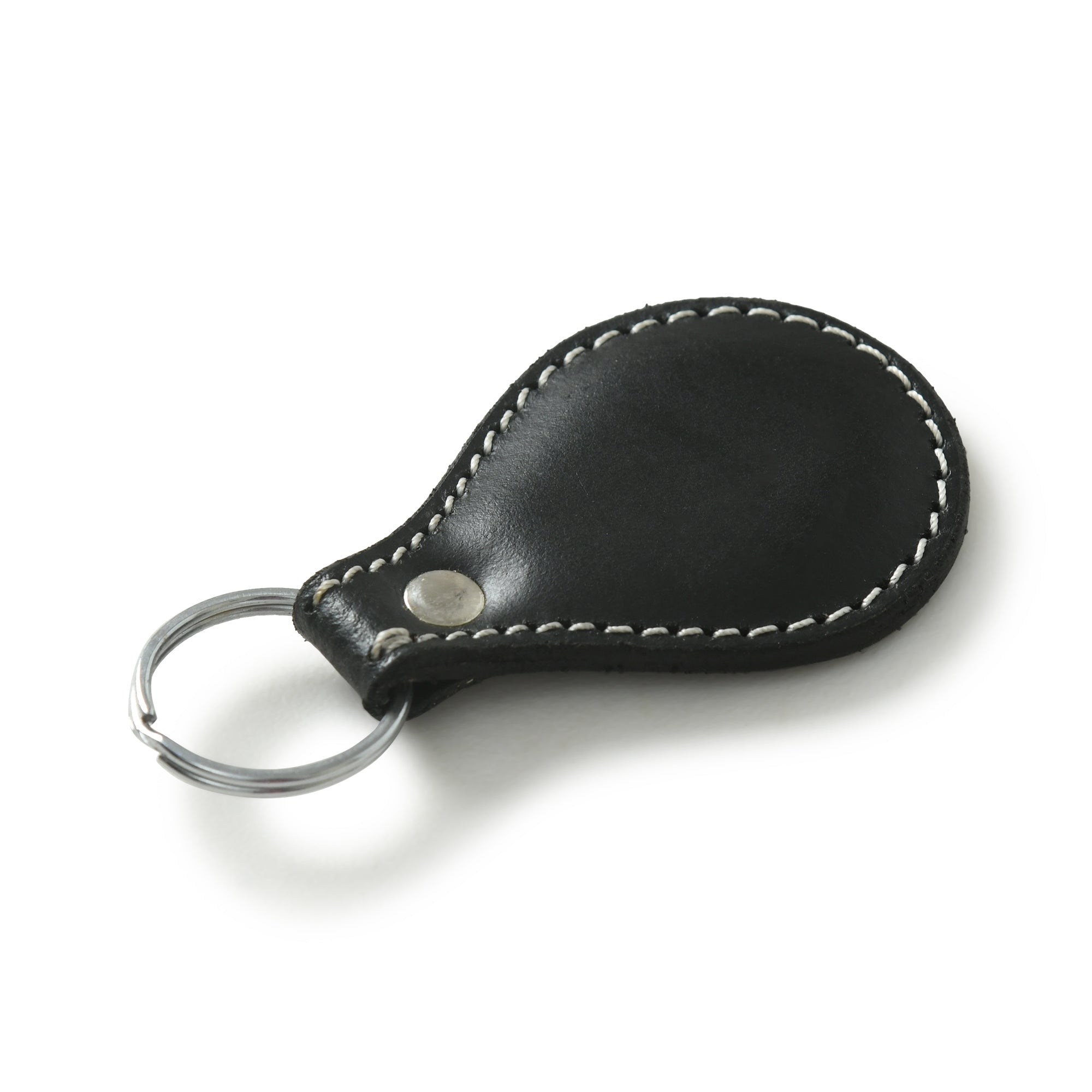 Premium Black Oval Leather Keychain - Durable & Stylish Keyring for Home, Office, and Travel Accessories