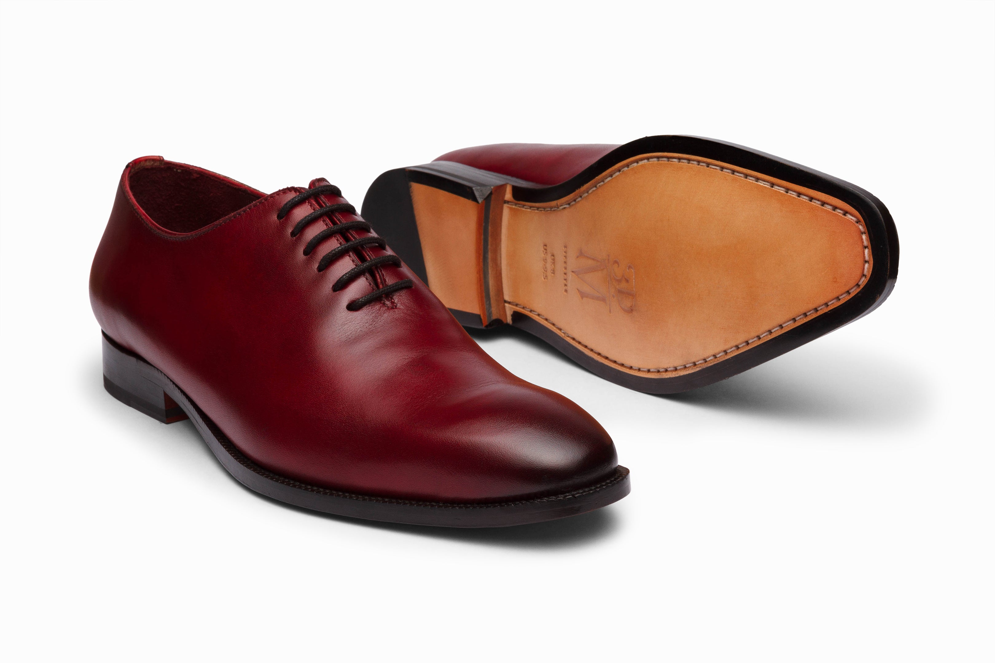 Premium Plain Wholecut Oxford Dress Shoes for Men - Dark Oxblood Leather - Perfect for Business, Formal Events & Weddings