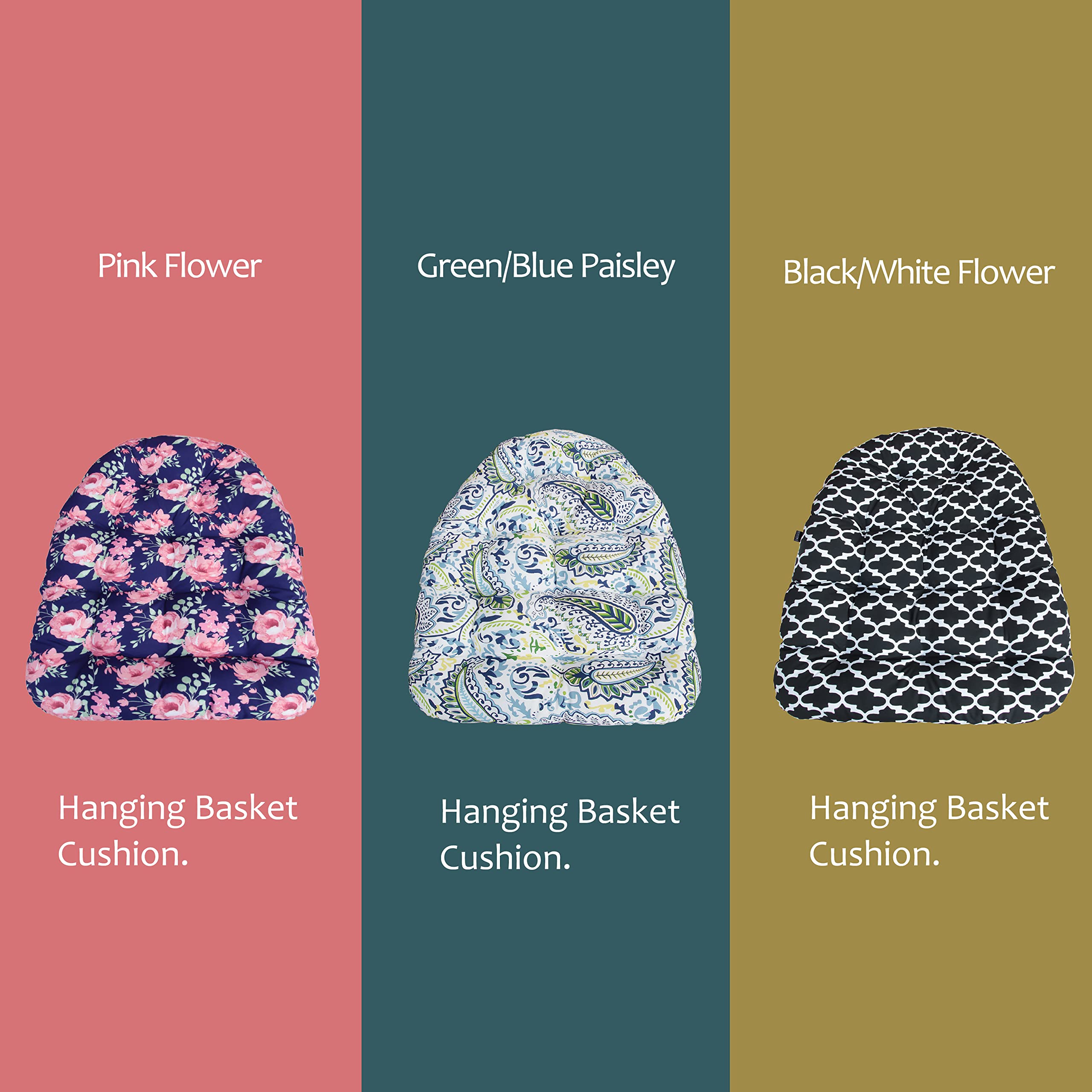 BOSSIMA Outdoor Hanging Basket Chair Cushions - Waterproof Egg Swing Chair Pads with Paisley Pattern (Green/Blue) - Perfect for Patio, Garden, Porch & Backyard Relaxation