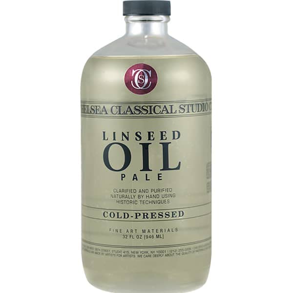 Chelsea Classical Studio Cold Pressed Extra Pale Linseed Oil Paint Medium - 32 oz Bottle, Naturally Clarified & De-Yellowed for Oil Painting - Perfect for Artists, Canvas Preparation & Fine Art Restoration