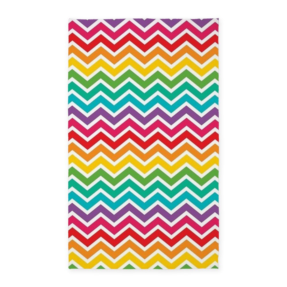 Cheerful Rainbow Chevron Area Rug - Non-Slip Decorative Fabric Throw Rug for Living Room, Bedroom & Nursery | Soft & Durable Home Decor