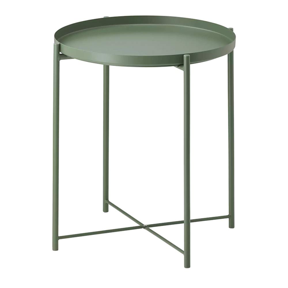 Zhirong Folding Tray End Table - Portable Collapsible Metal Side Table with Storage - Modern Coffee Table for Living Room, Bedroom, Patio - Green, White, Yellow (45x53cm) - Perfect for Small Spaces, Snacks, Drinks & Home Decor