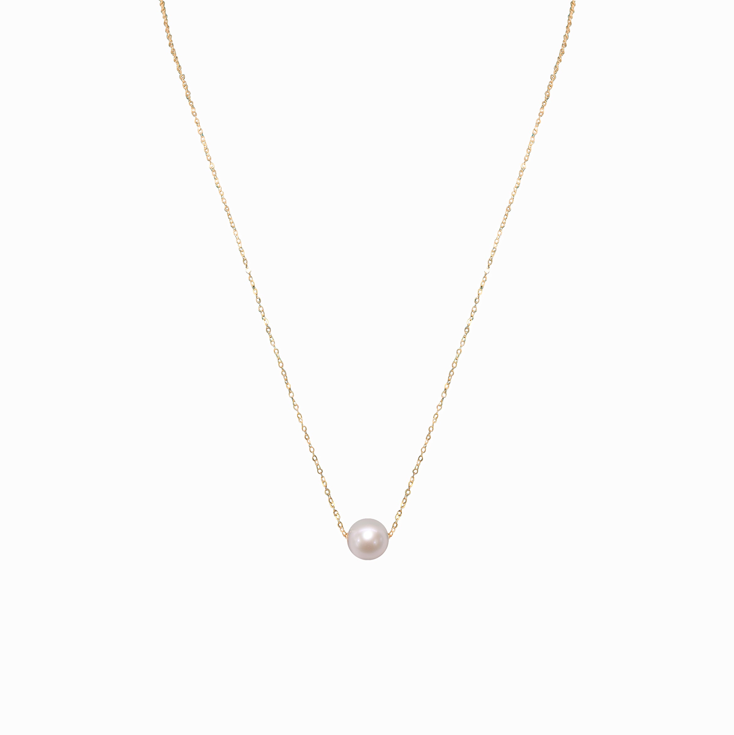 8mm Golden Single Pearl Necklace - Elegant & Timeless Jewelry for Women, Perfect for Weddings, Parties & Special Occasions