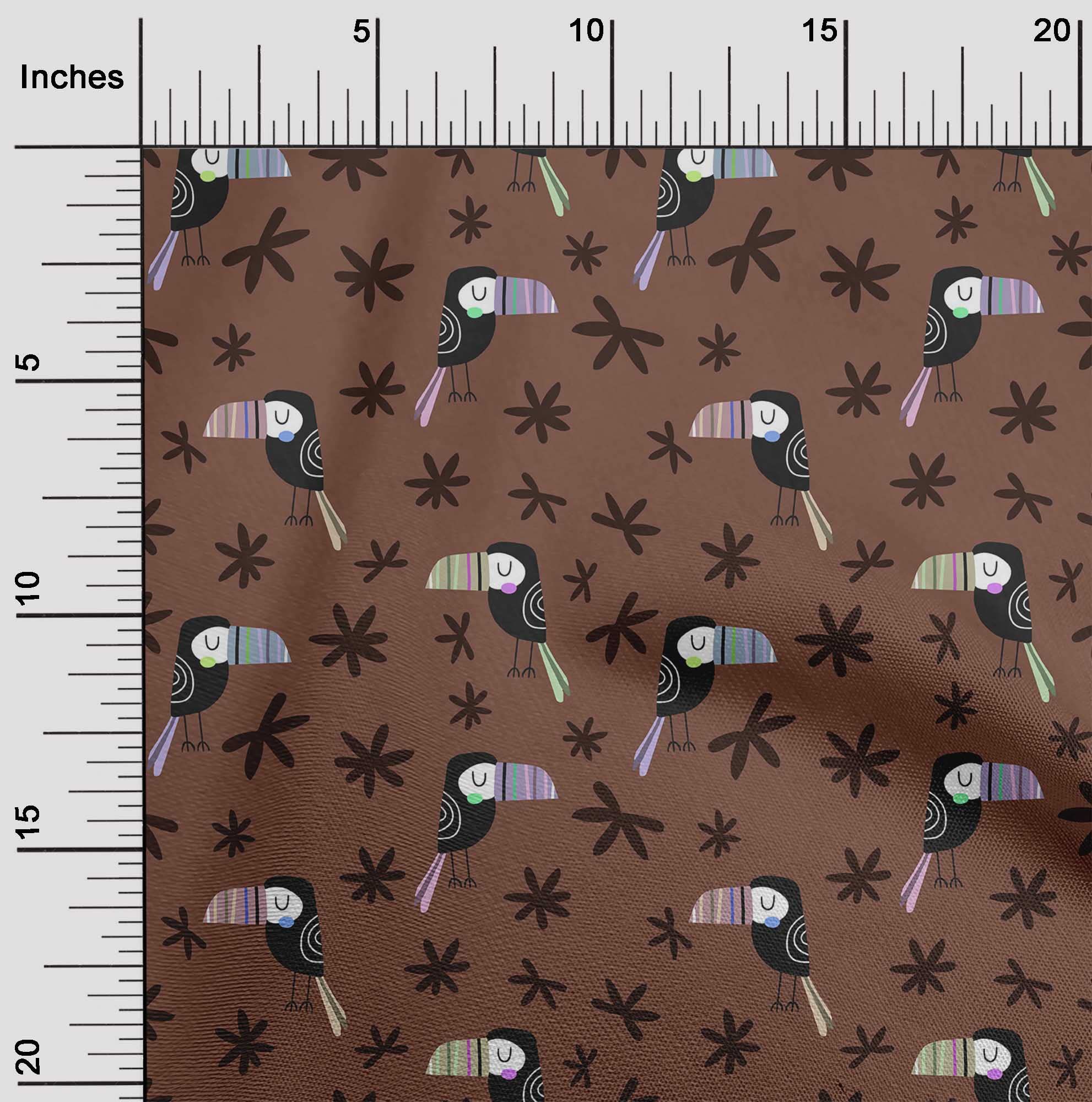 oneOone Velvet Brown Fabric Bird Print - 58 Inch Wide DIY Sewing Material for Clothing, Crafts & Home Decor | Soft Fabric by The Yard for Sewing, Quilting & Upholstery Projects
