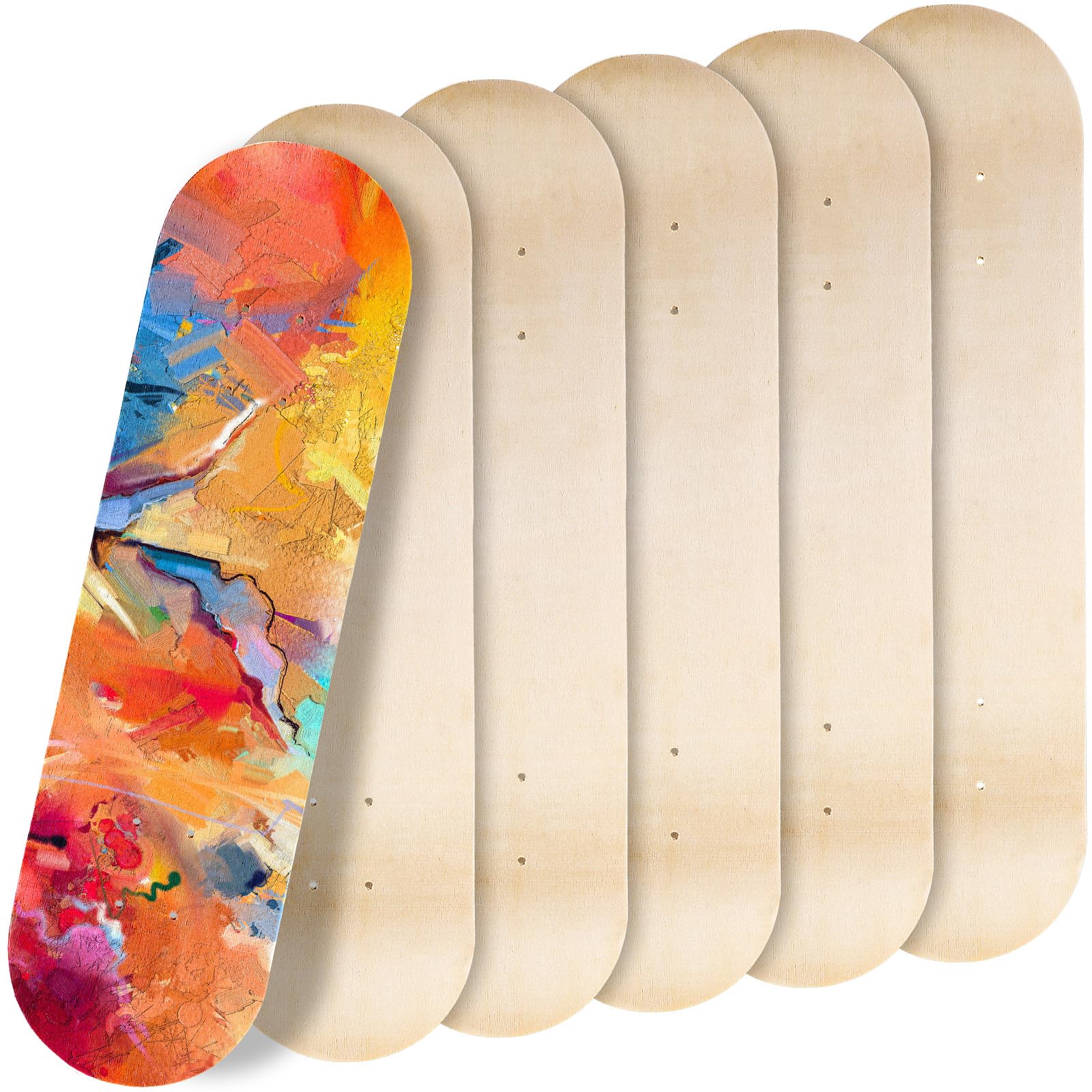 Honoson 7-Ply Maple Wood Blank Skateboard Deck - Double Tail Plain Concave Light Deck for Art Painting, Custom Design & Home Decoration | Perfect for DIY Projects, Skateboard Customization & Wall Art Display