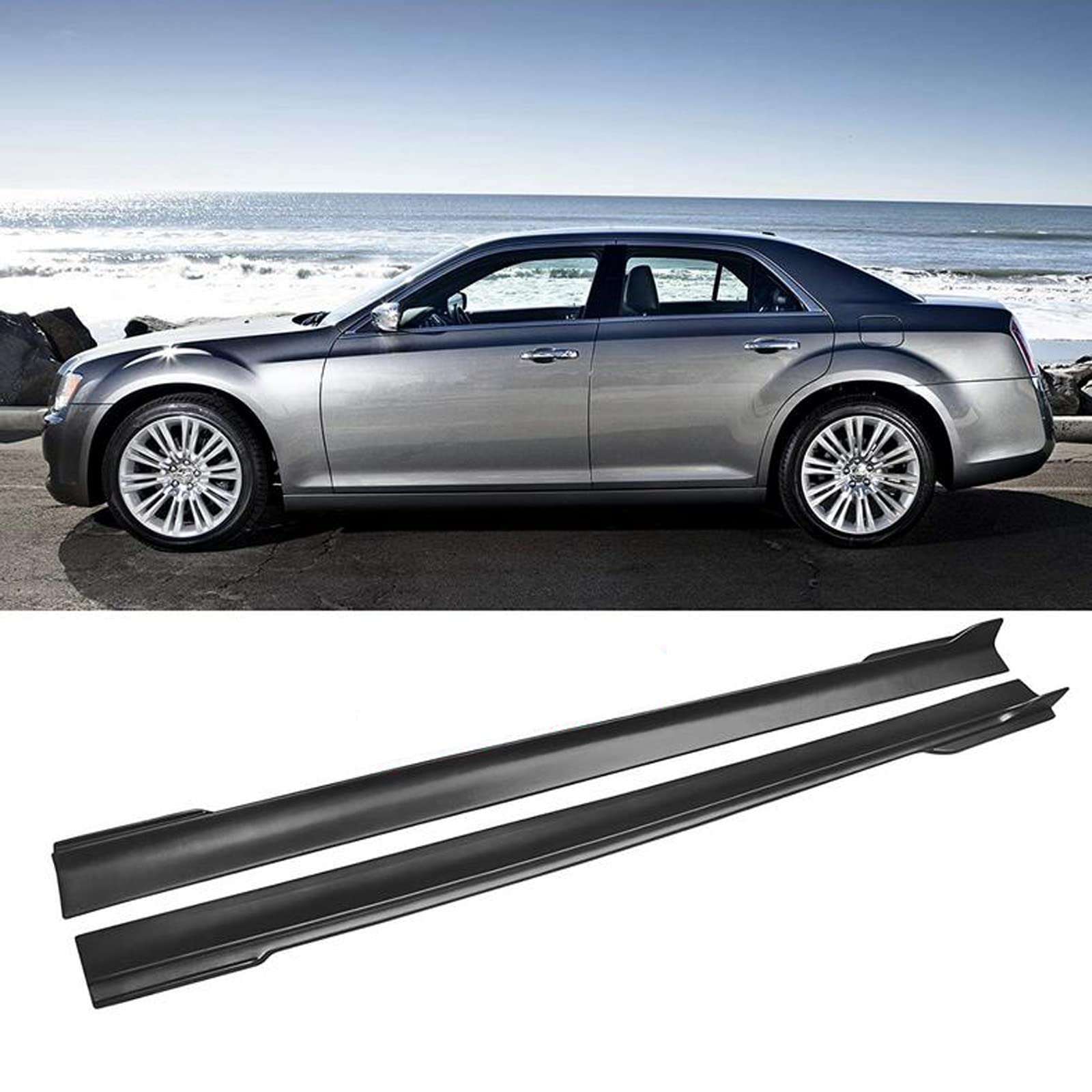NINTE Side Skirts for 2011-2023 Chrysler 300C 300S - ABS Matte Black Rocker Panel Extensions - Perfect for Car Customization & Body Kit Upgrades