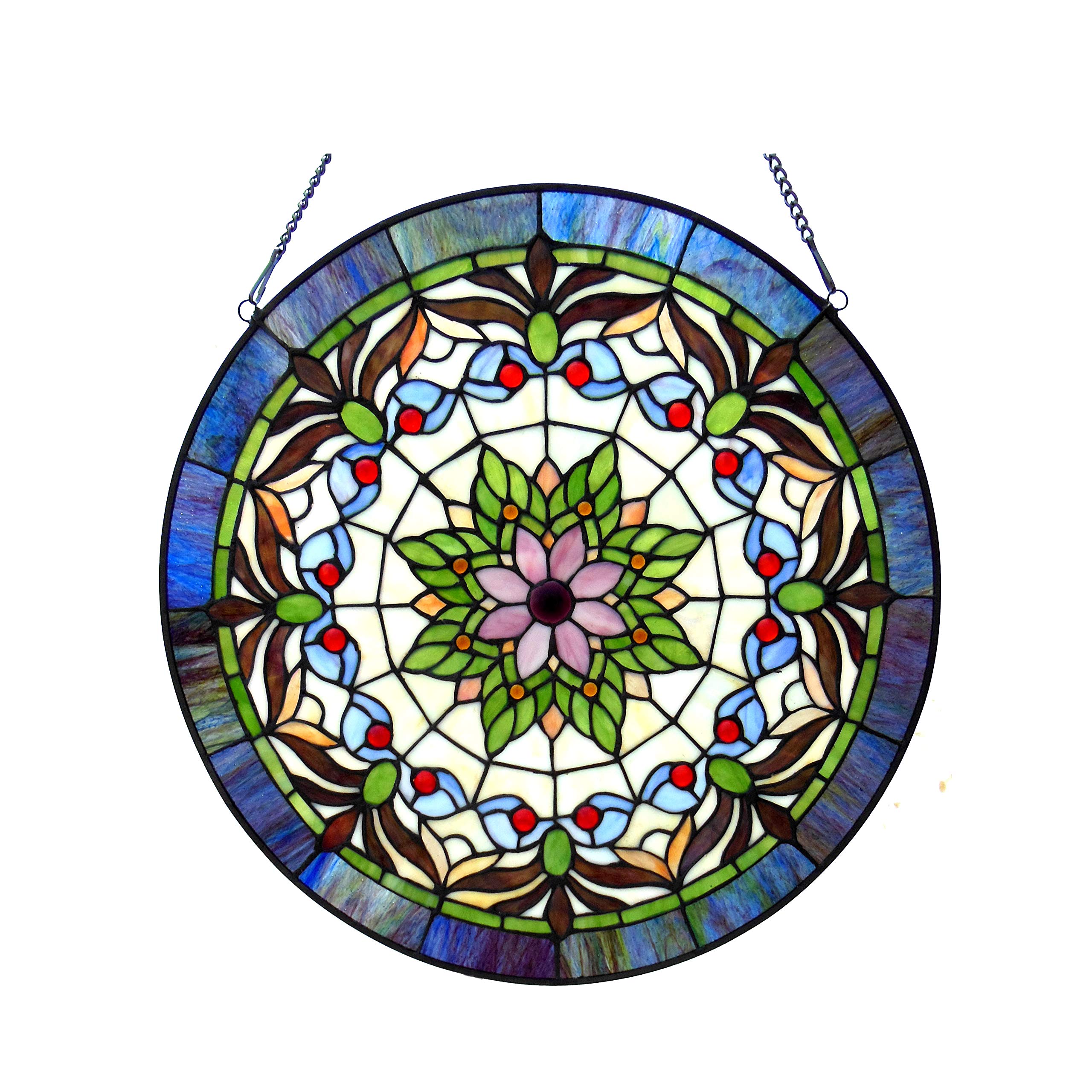 Tiffany-Style Edwardian Man Stained Glass Window Panel - 22 Inch Antique Art Glass Decor for Home, Church, or Office