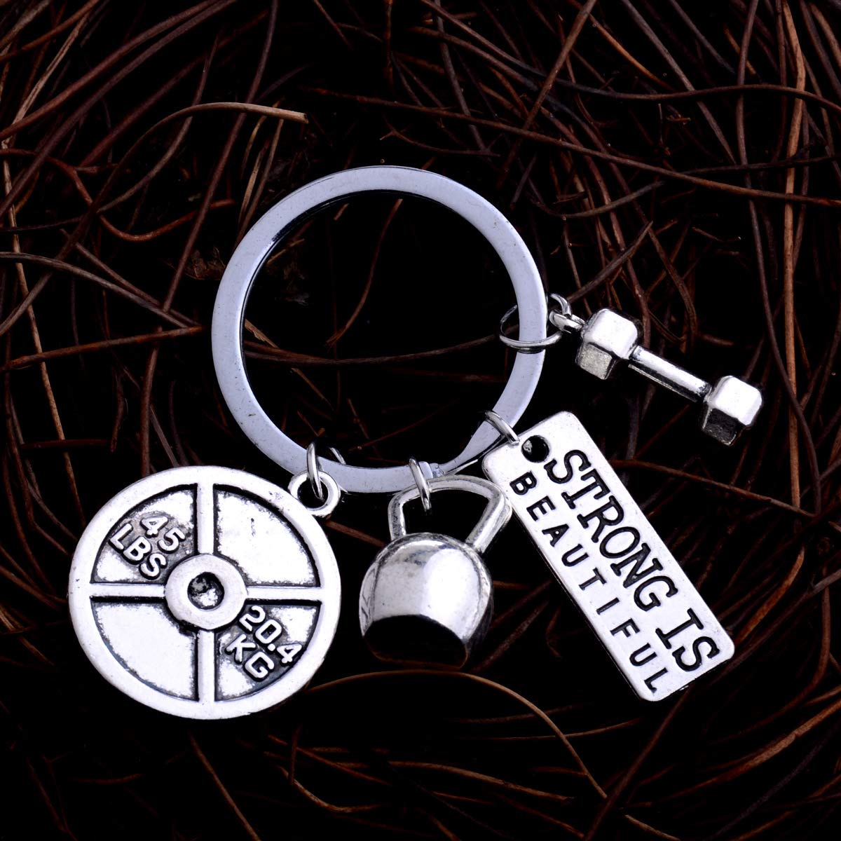 Strong is Beautiful Fitness Keychain - Motivational Gym Gifts for Women & Men - Inspirational Workout Keyring - Perfect for Gym Bags, Yoga, Running & Fitness Enthusiasts