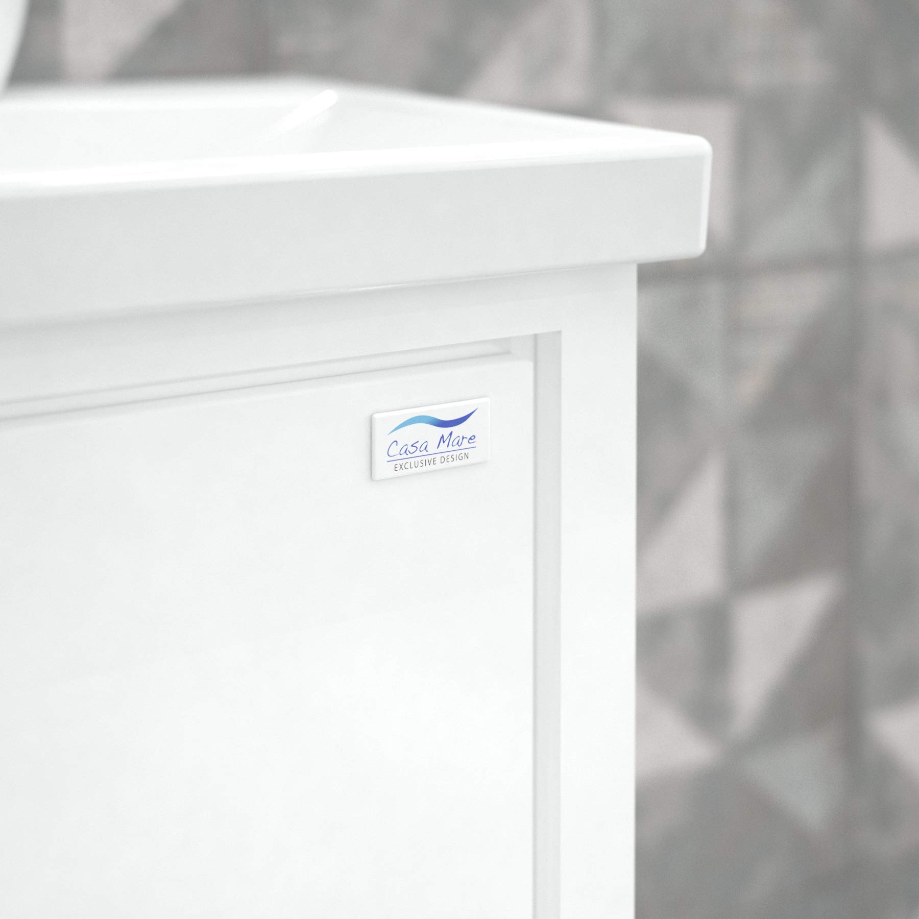36 Inch Single Sink Bathroom Vanity Set - Modern European Wood Cabinet with Ceramic Sink - Soft Closing Doors & Drawers - Free Standing Glossy White Vanity for Contemporary Bathrooms - Perfect for Small Spaces, Guest Bathrooms & Master Suites
