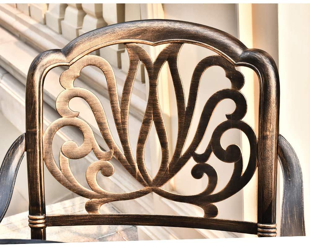 2-Piece Patio Bistro Chairs Set - Outdoor Dining Chairs with Cast Aluminum Frame & Antique Bronze Finish - Perfect for Home Patio, Garden, Deck, and Backyard Relaxation