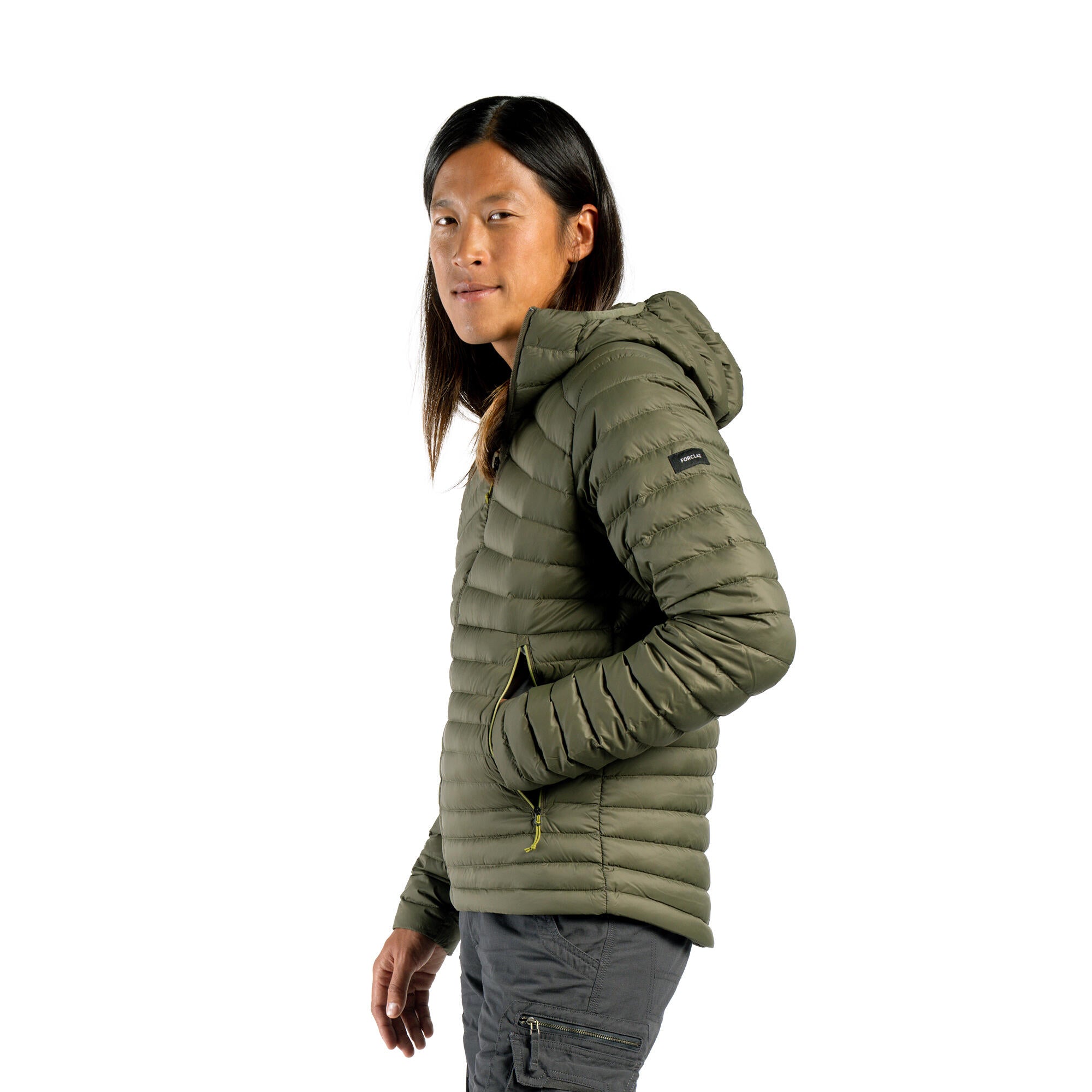 Forclaz Men's MT100 Hooded Down Puffer Jacket - Lightweight Winter Coat, Waterproof & Windproof, Warm Insulated Outdoor Jacket for Hiking, Skiing & Cold Weather Activities