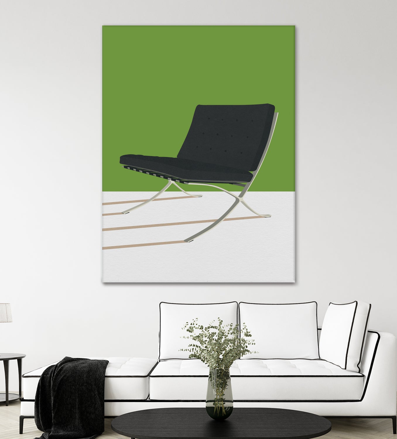 Authentic Barcelona Chair by Mies van der Rohe - Premium Green Leather Lounge Chair for Modern Living Room & Office Decor
