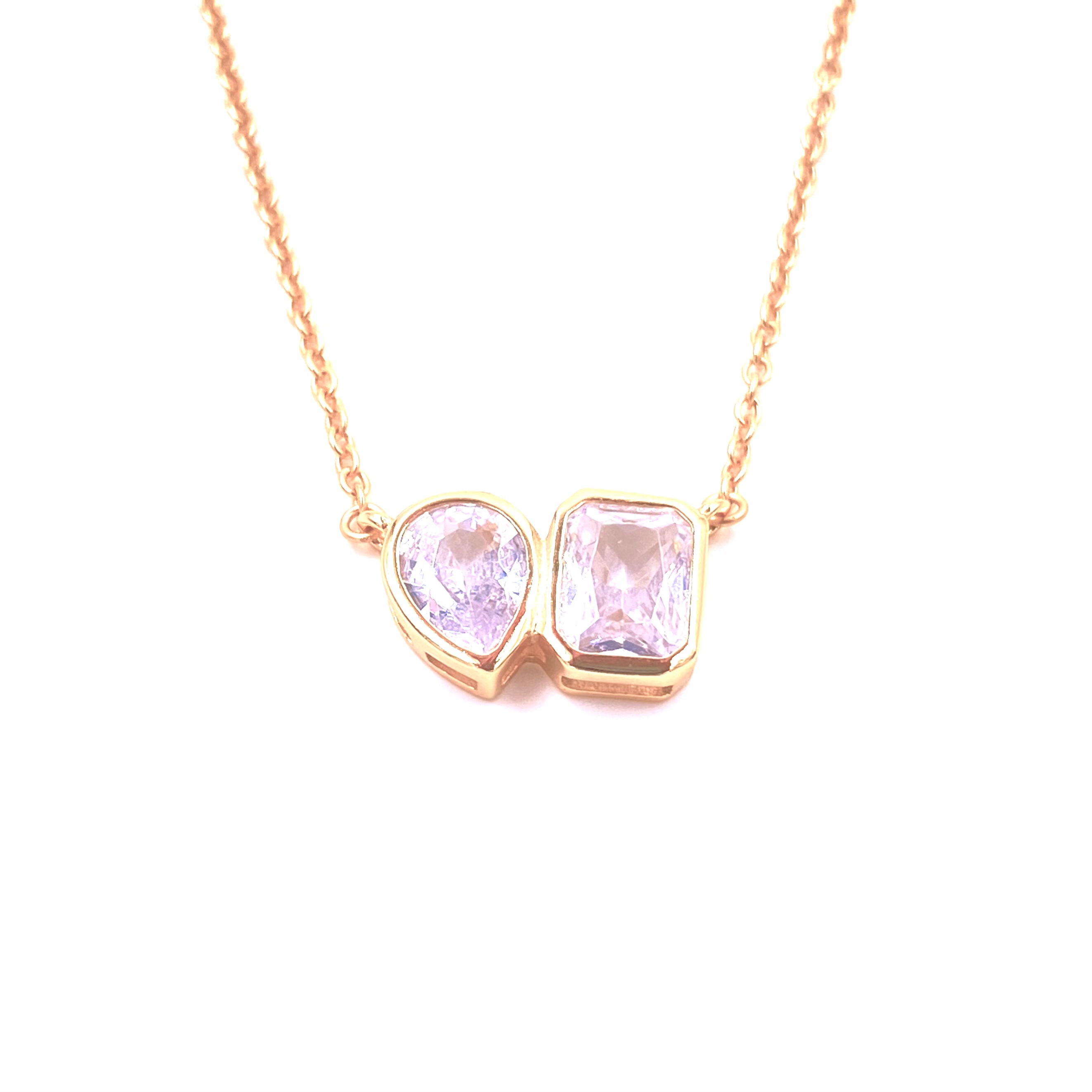 Ashley Gold Sterling Silver Gold Plated Double CZ Pendant Necklace for Women - Elegant Jewelry Gift for Birthday, Anniversary & Special Occasions