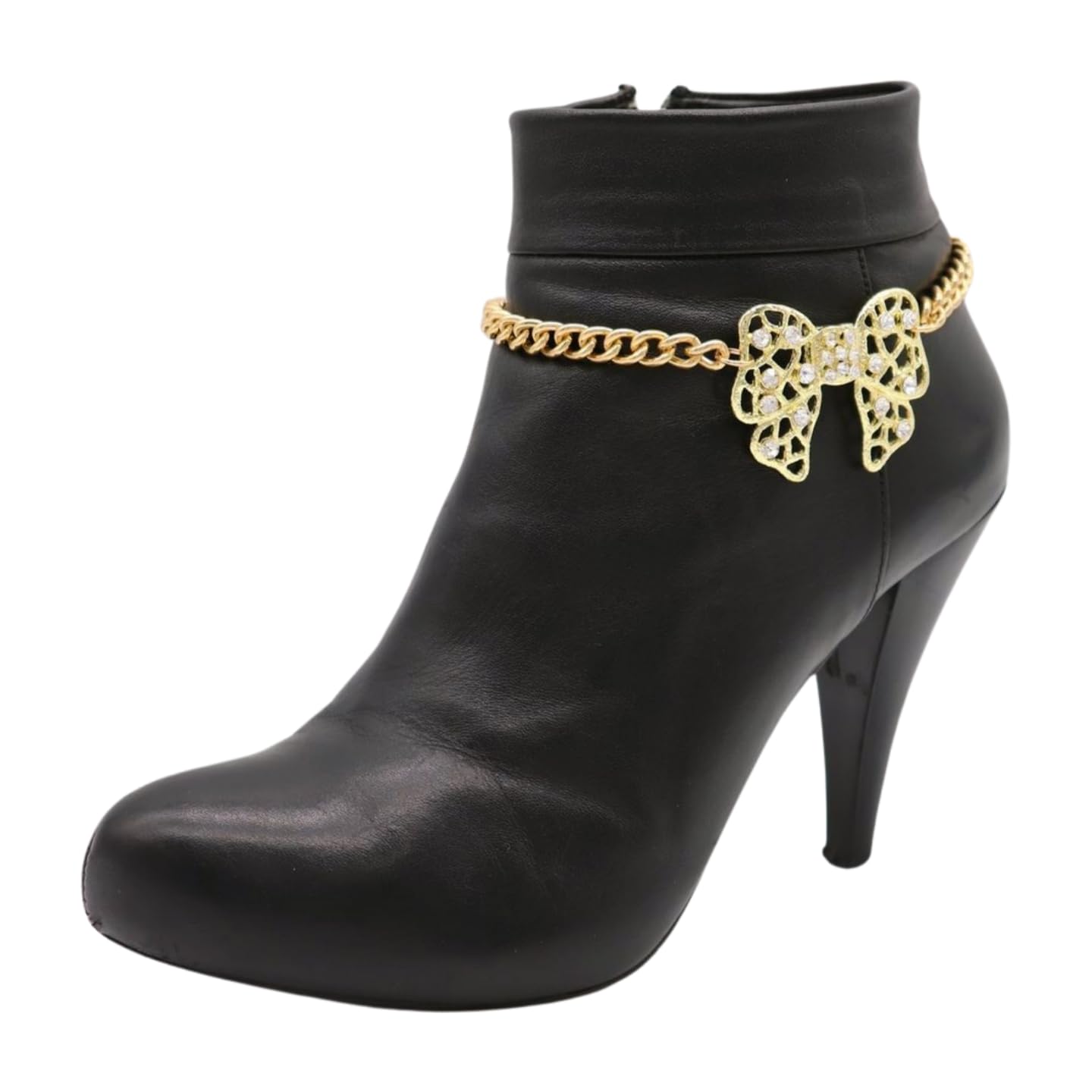 Women's Western Boot Chain Bracelet - Gold Shoe Charm Anklet with Bow Tie Ribbon for Cowgirl Fashion | Perfect for Country Concerts, Rodeos & Western Style Outfits