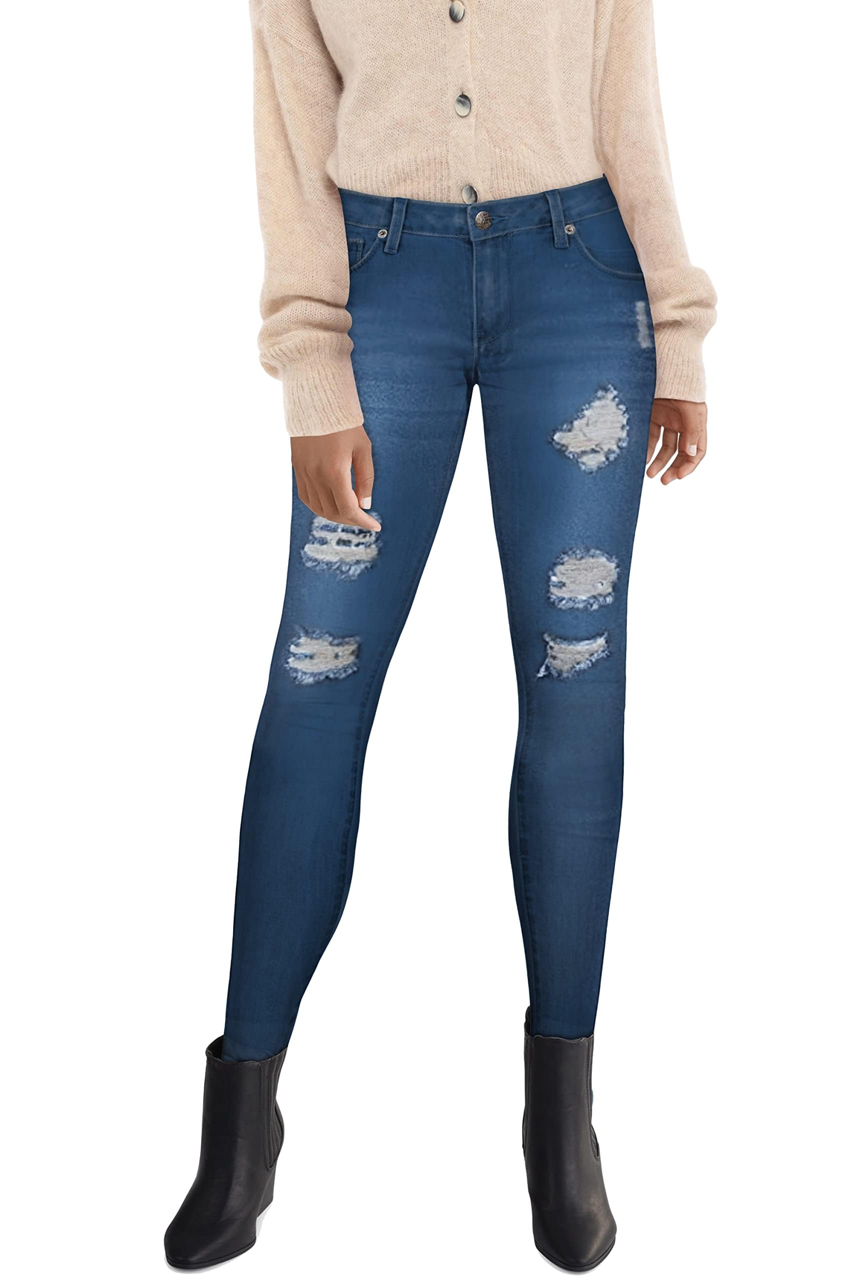 Hybrid & Company Women's Butt Lift Super Comfy Stretch Ripped Skinny Jeans - High Waist Slim Fit Denim Pants for Casual Wear & Night Out
