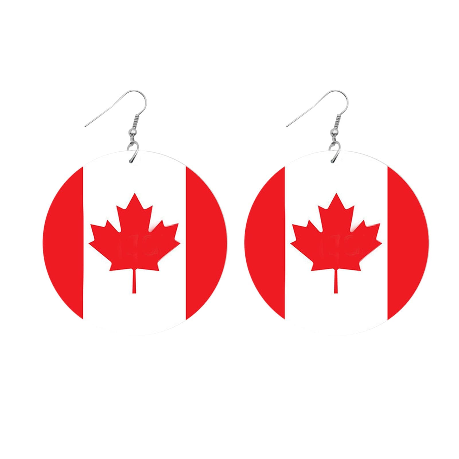 Colorful Wooden Flag Earrings for Women & Girls - Cute Printed Circle Clip-On Earrings for Toddlers & Kids - Perfect for Easter, Parties & Everyday Wear