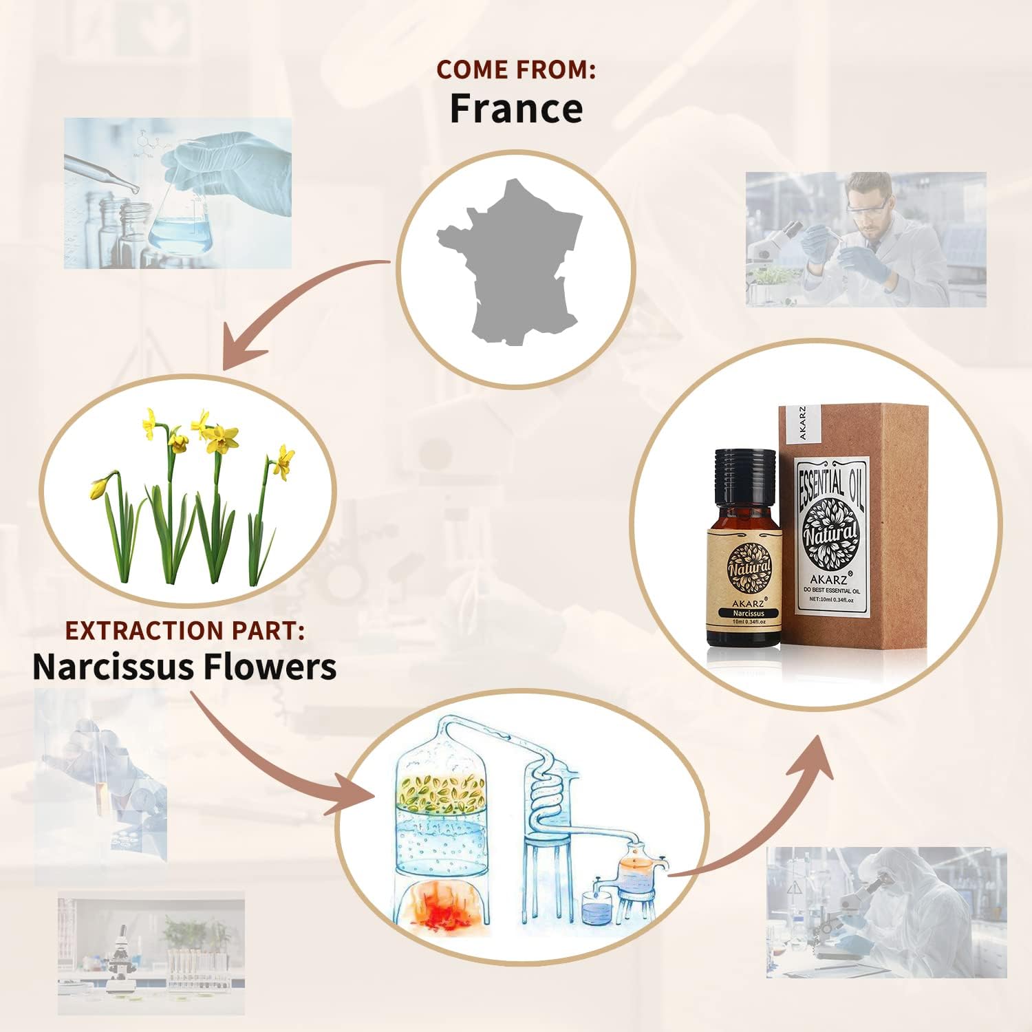 Pure Narcissus Essential Oil - 100% Natural & Organic for Skin, Hair & Body Care - Aromatherapy Diffuser, Massage, Candle & Soap Making - 0.34 Fl Oz (10ml) - Perfect for Relaxation, Spa & DIY Home Fragrance Projects