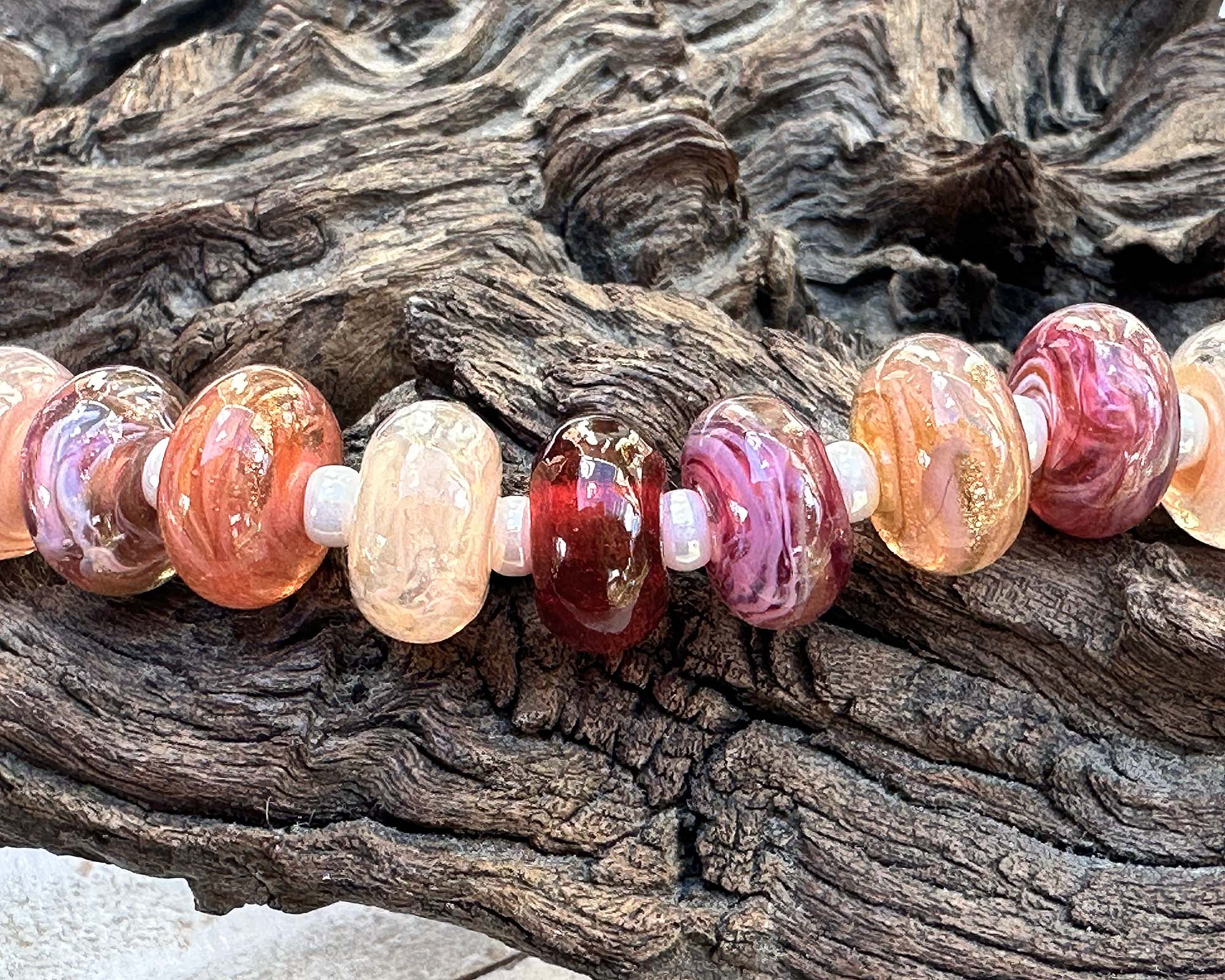 15pcs Candy Pink Swirls Lampwork Glass Beads for Jewelry Making - DIY Bracelets, Necklaces, Earrings - Perfect for Crafting, Gifts & Boho Style Accessories