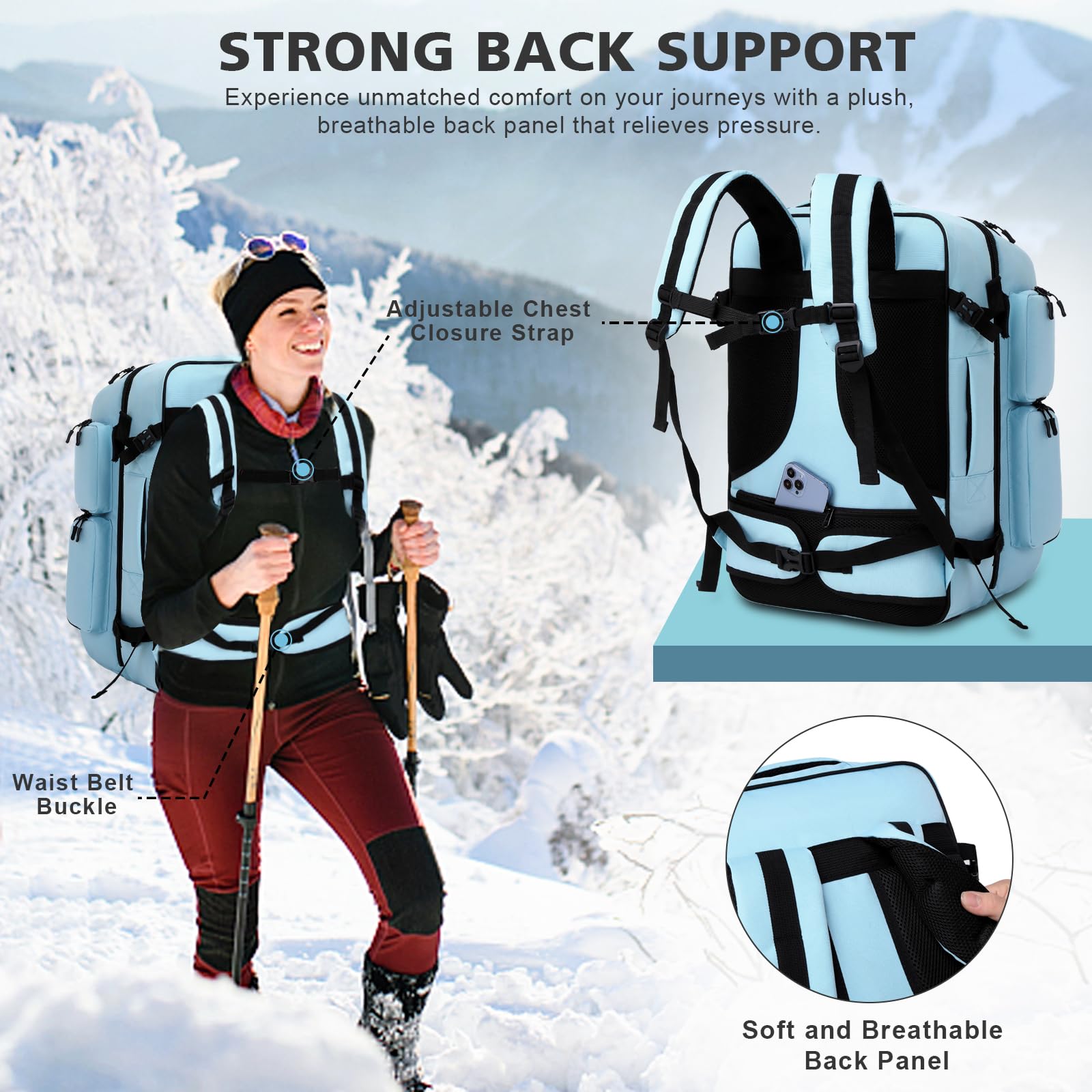 **60L Waterproof Ski Boot Backpack - Travel Backpack for Ski Boots, Skis & Snowboard Gear - Durable & Spacious for Ski Trips & Winter Sports**