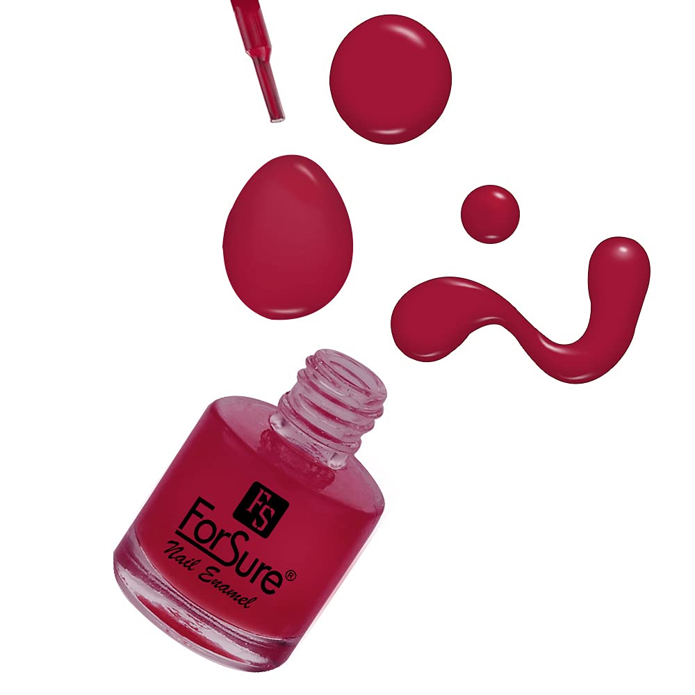 ForSure Glossy Quick Dry Gel Nail Polish - Red for Salon & Home Use