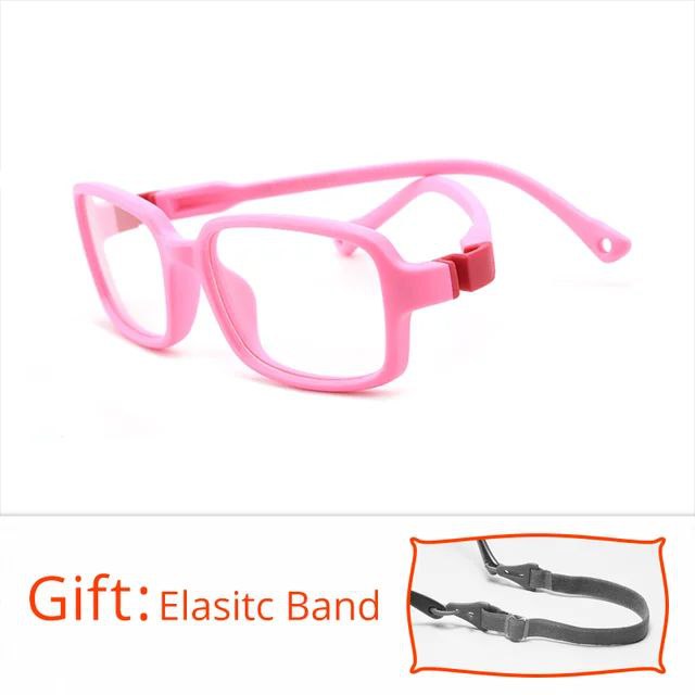 Unbreakable Flexible Kids Glasses with Adjustable Strap - Rectangle Frame for Ages 4-7 (S308) - Perfect for School, Sports & Outdoor Activities