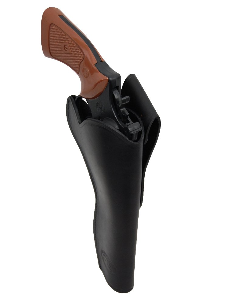 Barsony Premium Black Leather Cross-Draw Revolver Holster for 6 Inch Handguns - Perfect for Concealed Carry, Outdoor Hunting & Range Shooting