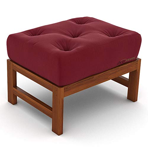 Nirvana Futons Plush 8-Inch Futon Chair Ottoman Mattress - Ultra Comfortable Burgundy Twill - Made in USA - Perfect for Living Rooms, Dorms & Small Spaces