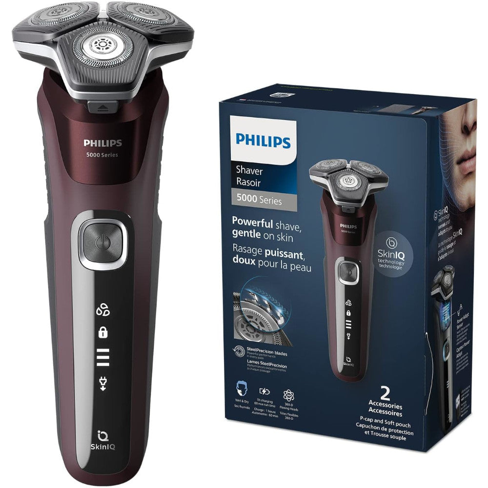 Philips S5881/10 Series 5000 Electric Razor - Wet & Dry Shaver with SkinIQ Technology for Men | Cordless Rechargeable Shaver for Travel & Daily Use