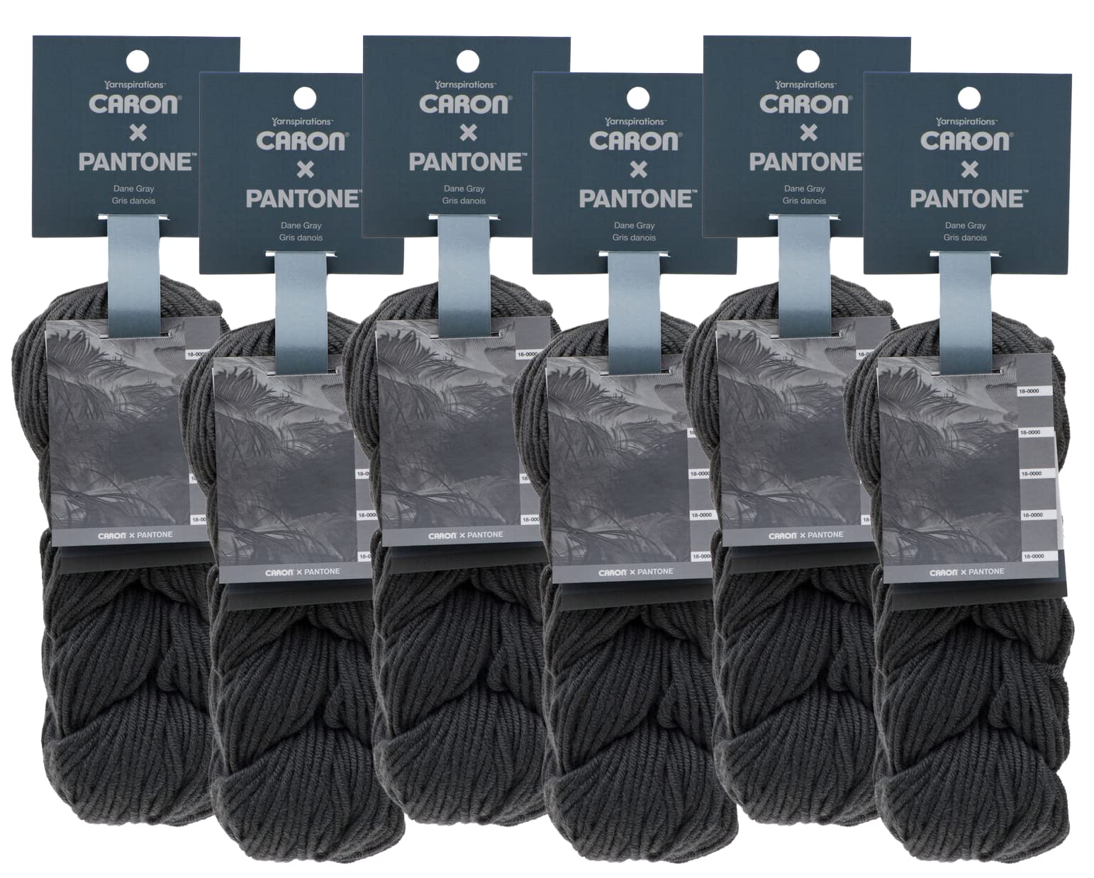 Premium Caron Yarn X Pantone 6-Pack - Soft DK Weight Acrylic Yarn in Dane Gray for Knitting, Crochet & DIY Crafts