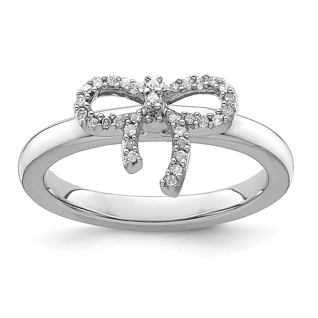 925 Sterling Silver Bow Diamond Stackable Ring for Women - Elegant Fine Jewelry Gift for Her, Perfect for Valentine's Day, Anniversary & Everyday Wear