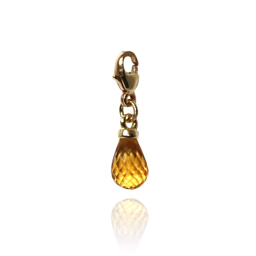 14K Yellow Gold and Natural Citrine Gemstone Lariat Necklace - Elegant Jewelry Gift for Women, Mom, Daughter, Girlfriend, Wife - Perfect for Birthday, Anniversary, Valentine's Day & Special Occasions