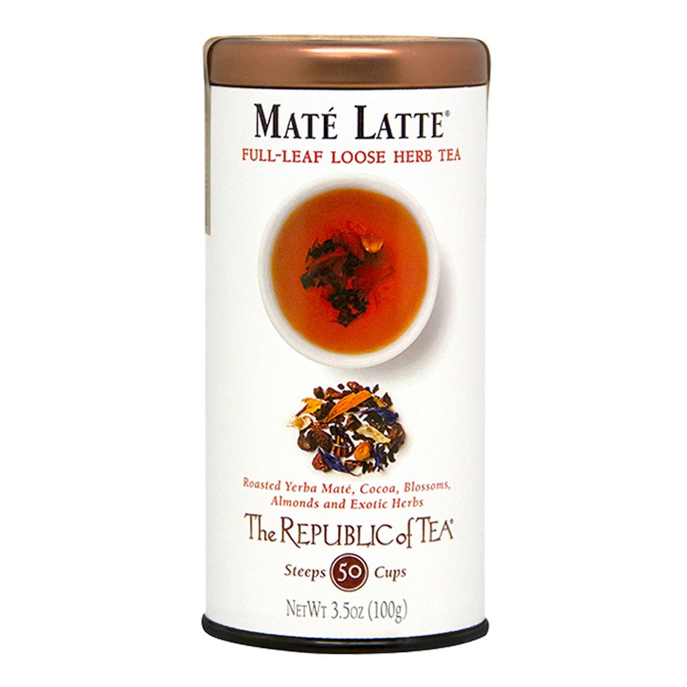 Organic Mate Latte Full-Leaf Tea by The Republic of Tea - 3.5oz (50-60 Cups) | Herbal Energy Boost for Morning & Afternoon | Perfect for Home, Office & Travel