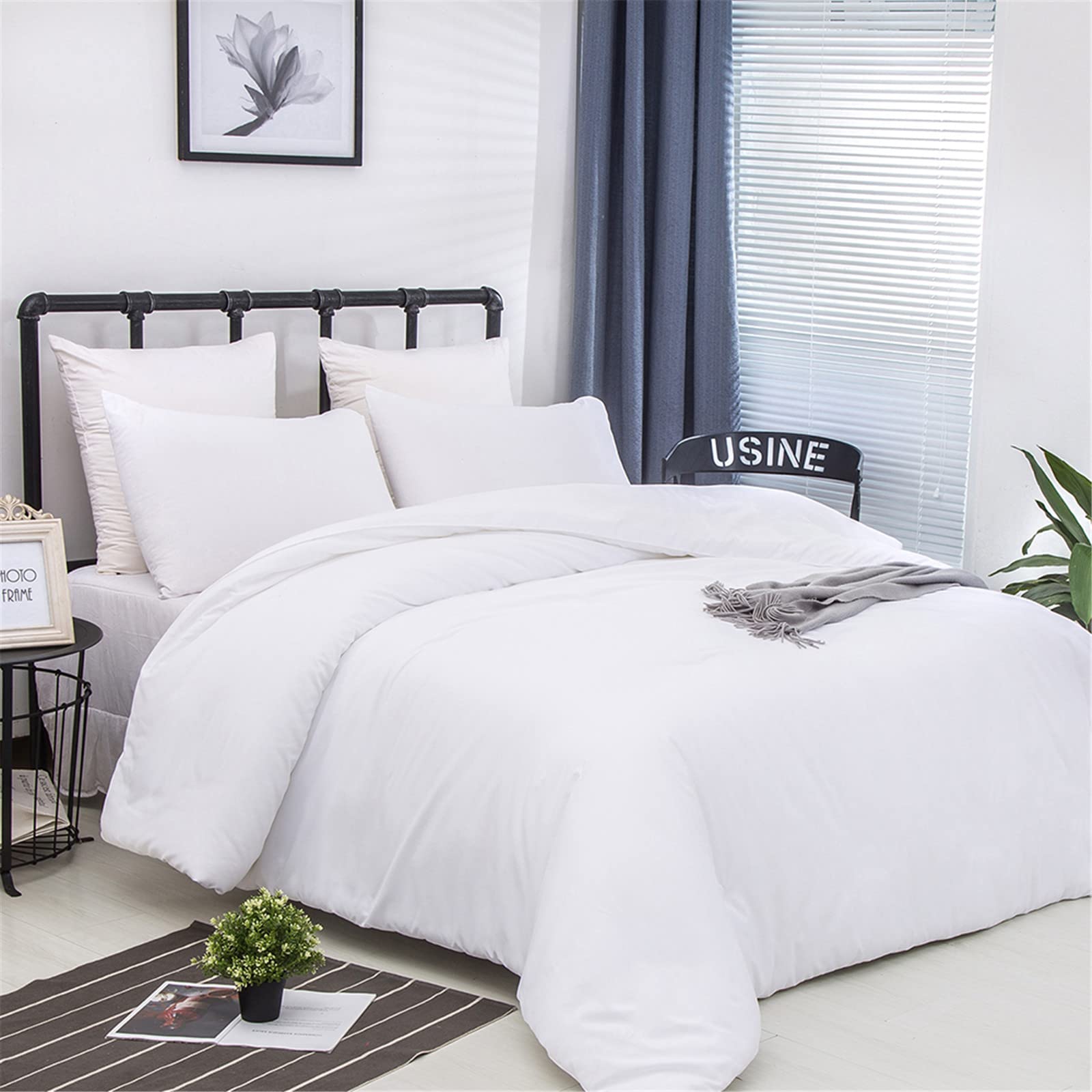 Luxlovery White Comforter Set Twin - Soft Breathable 3-Piece Bedding Set with Solid Quilt & Blanket for Twin Bed | Perfect for Guest Rooms, Dorms & Cozy Bedrooms