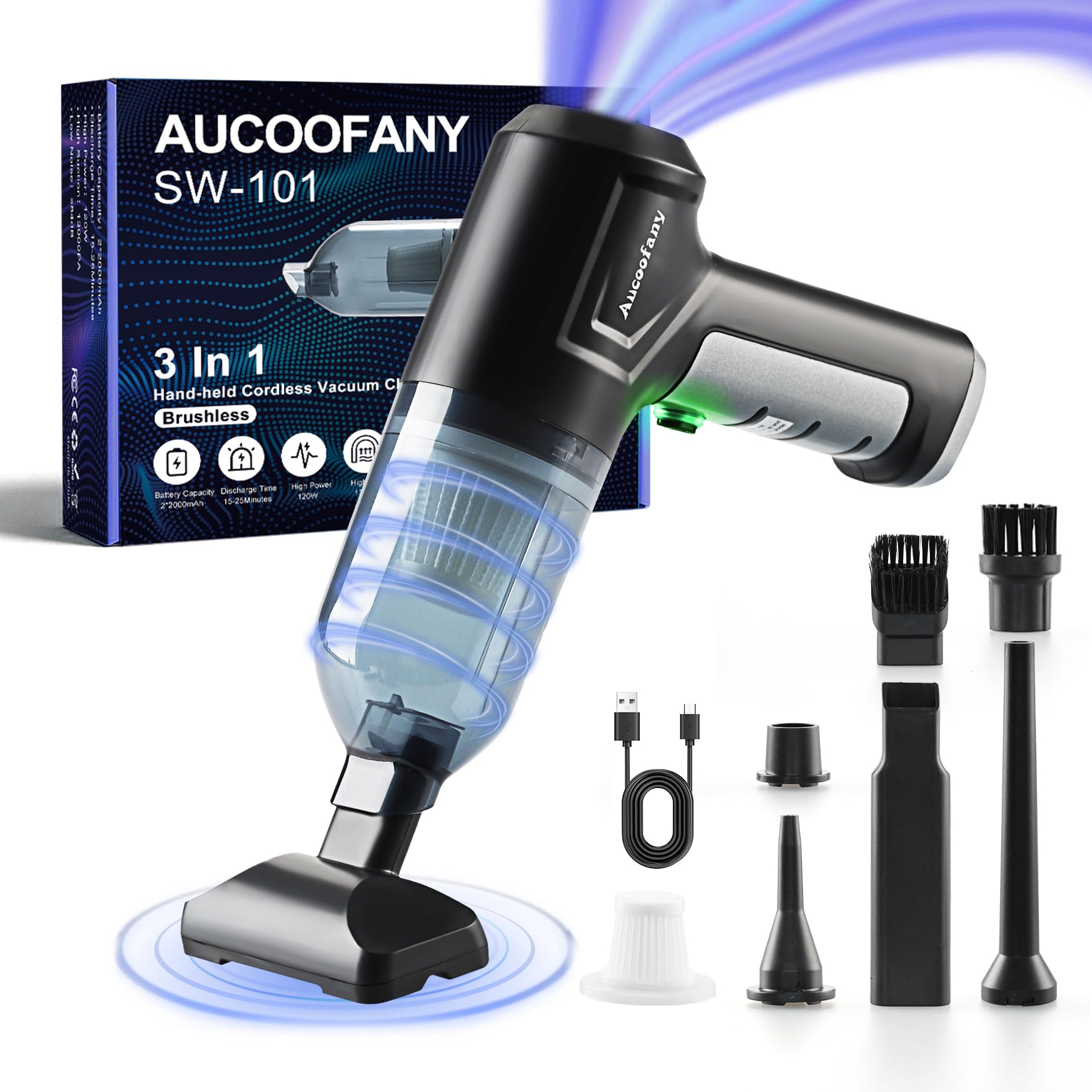 Cordless Handheld Vacuum Cleaner - 13000PA Powerful Suction, Brushless Motor, 3-in-1 Portable Car & Home Vacuum with Long Battery Life | Perfect for Car Seats, Pet Hair, Sofa & Small Spaces Cleaning