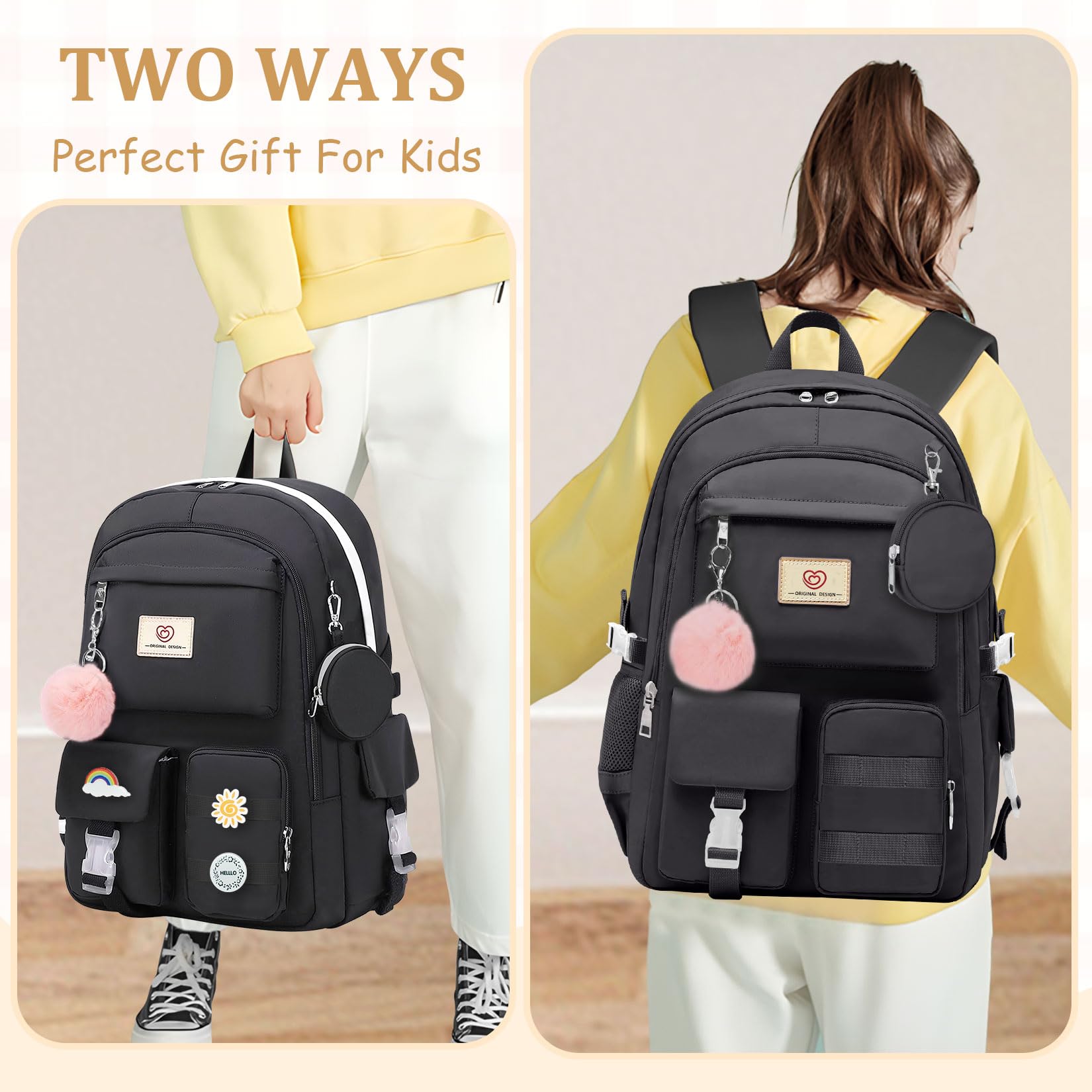 Stylish Girls Backpack for School & Travel - Large 18