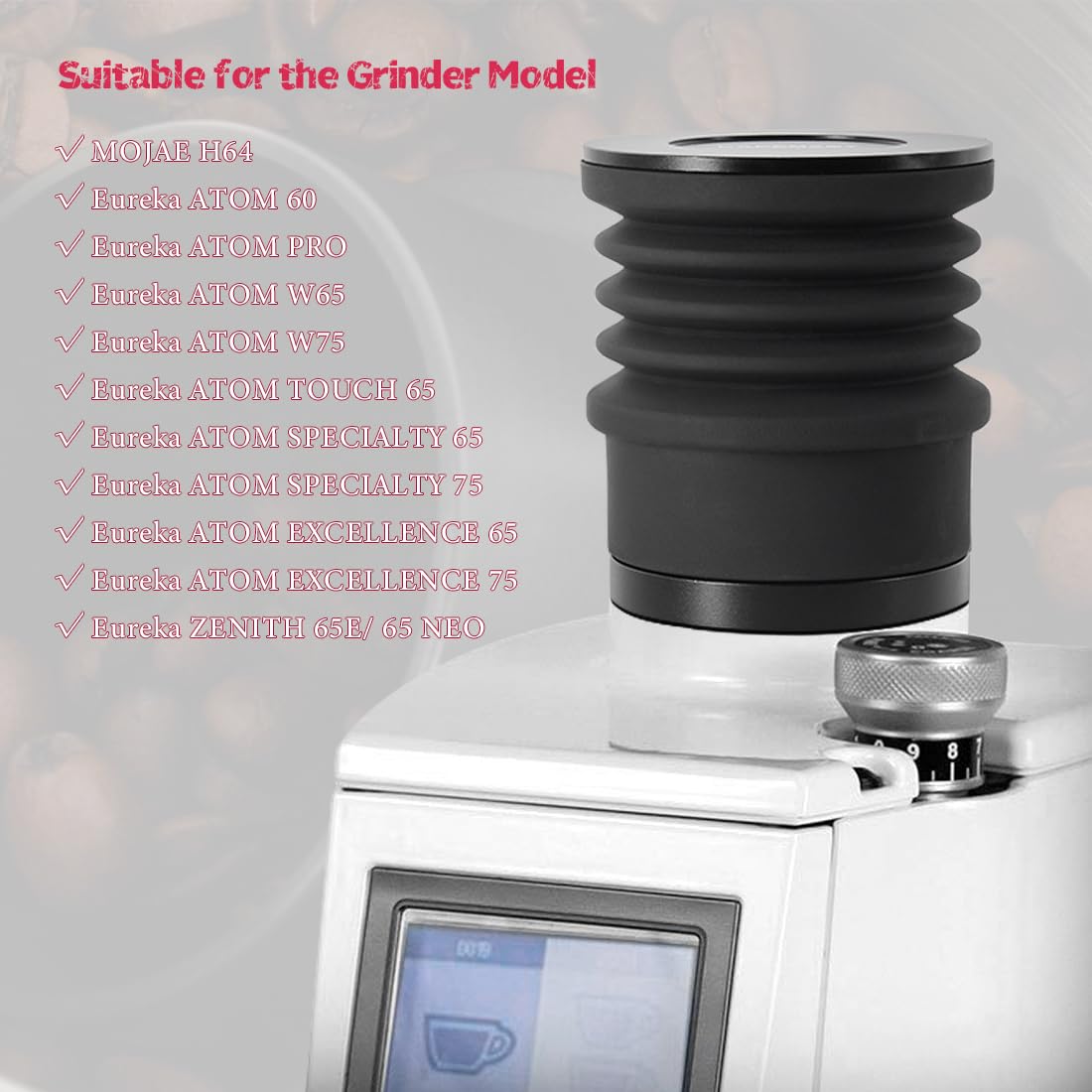 Eureka Atom Single Dose Coffee Grinder Hopper - Aluminum Compatible Hopper with Silicone Air Bellow & Lid - Perfect for Home Baristas & Specialty Coffee Brewing