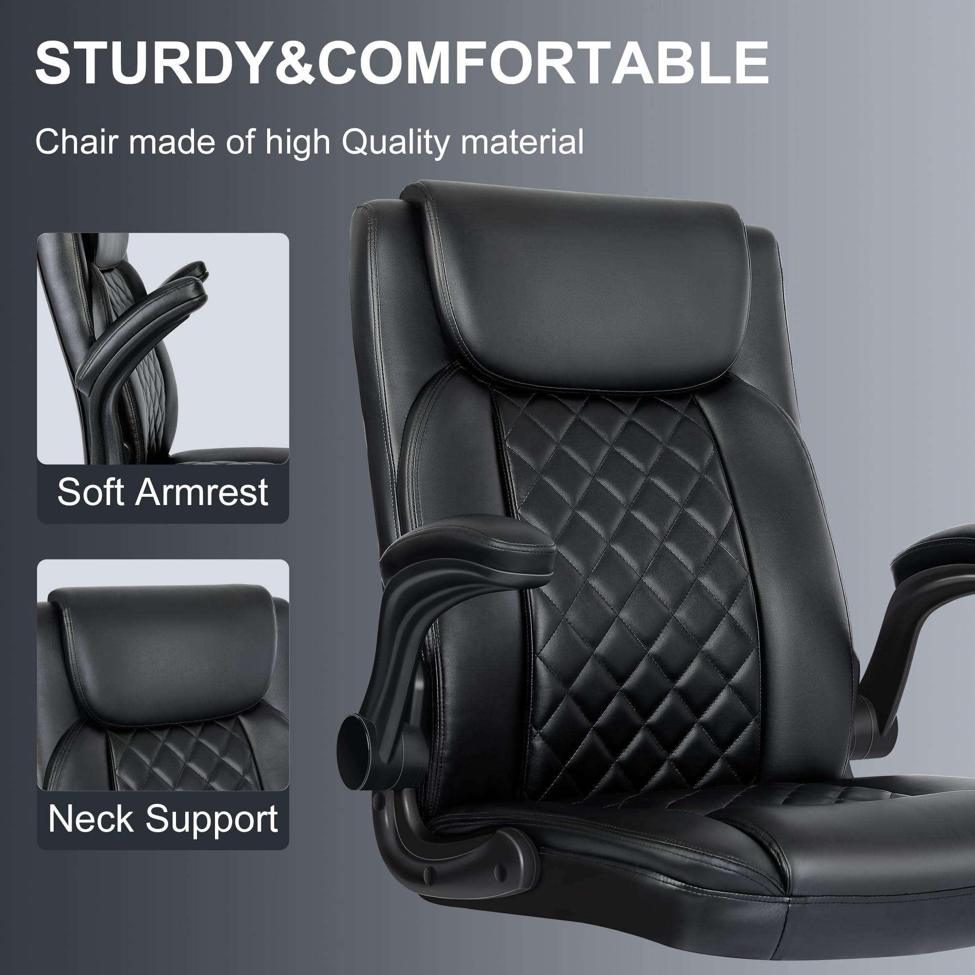 Ergonomic Adjustable Height Tall Office Chair - Leather Drafting Chair for Standing Desk, Home & Office Use - Perfect for Architects, Designers & Long Work Hours
