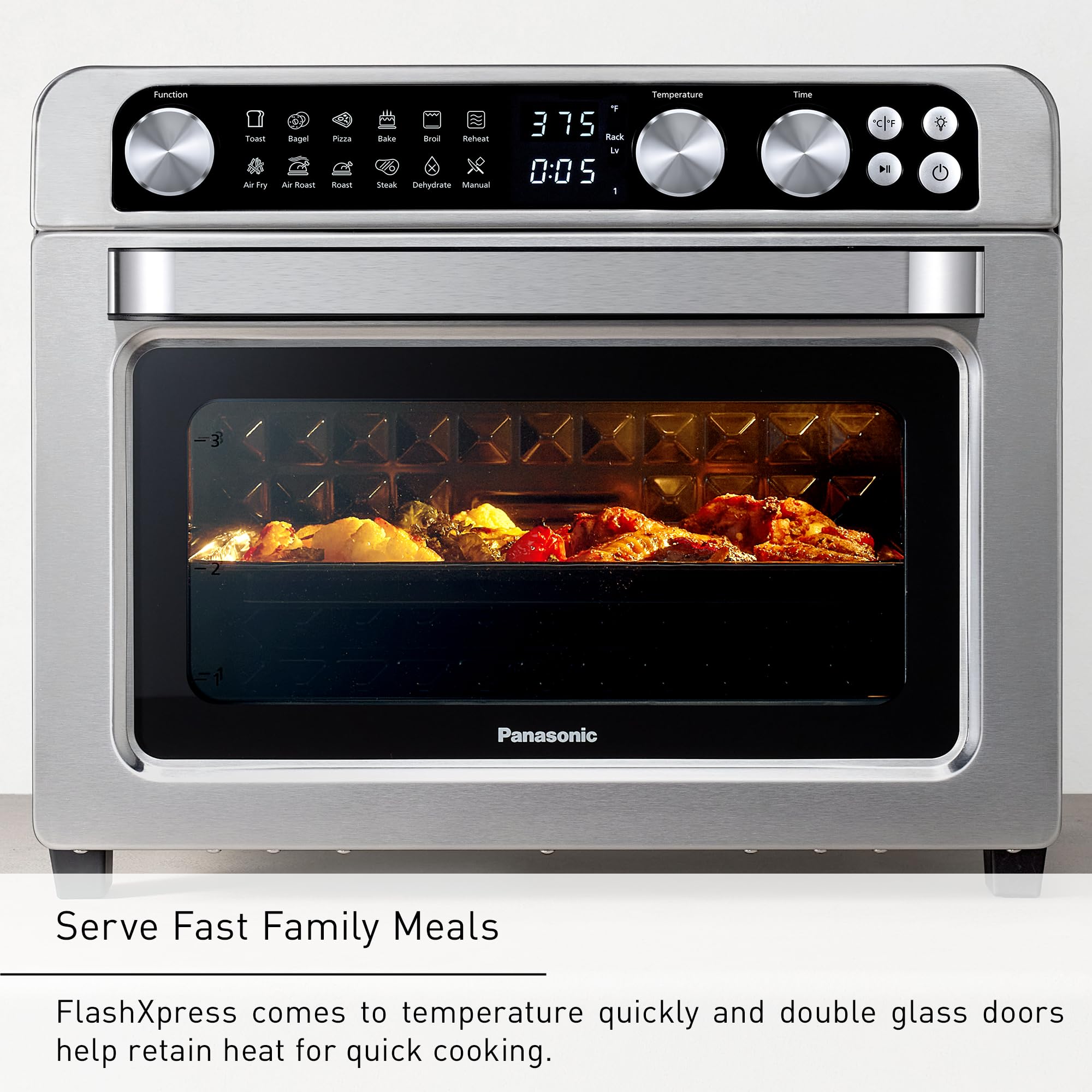 Panasonic Air Fryer Toaster Oven Combo - 11-in-1 Countertop Convection Oven with FlashXpress Technology, Double Infrared Heating & Precise Temp Control | 1800W, PFAS-Free (Model NB-G211P) | Perfect for Baking, Roasting, Air Frying & Family Meal Prep