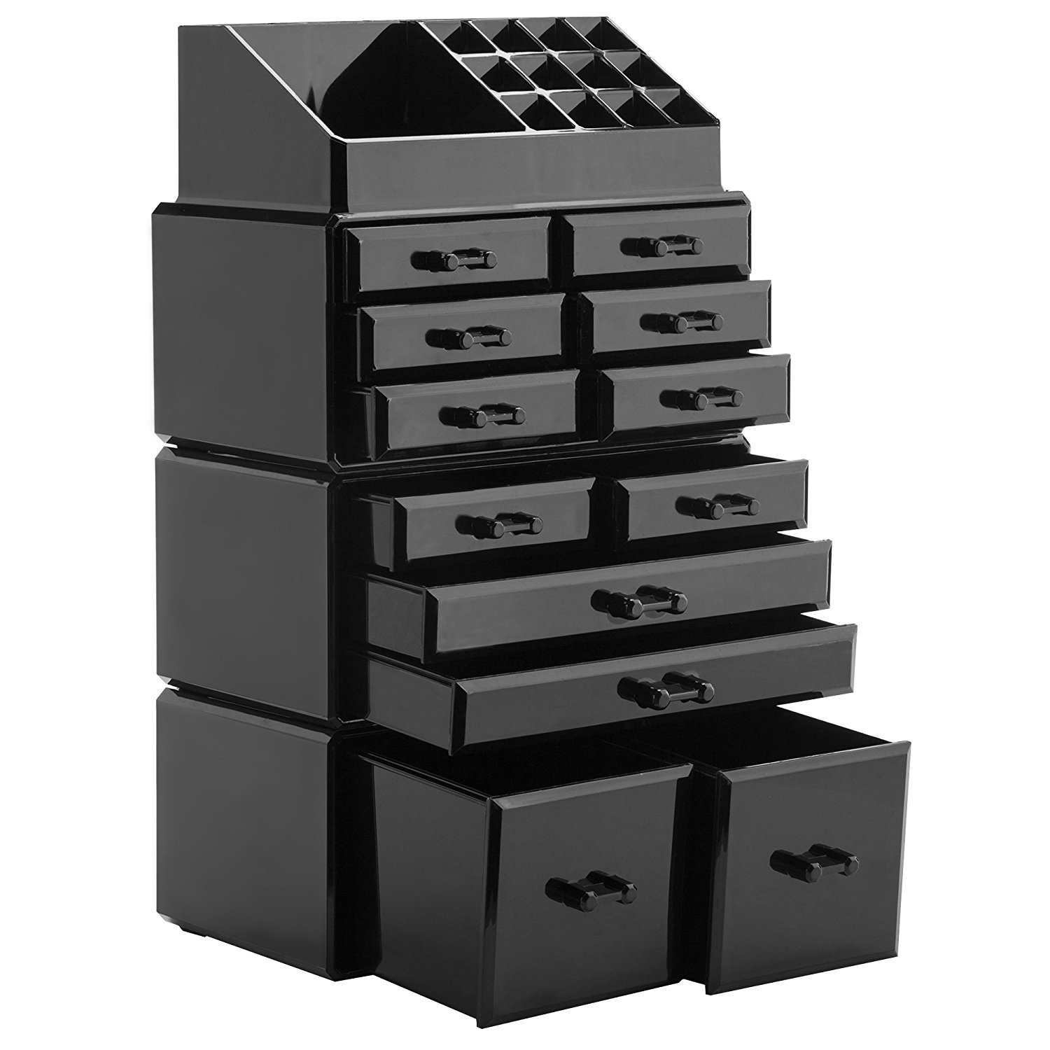 Stackable Clear Makeup Organizer Drawers - Large Cosmetic Storage for Bathroom & Vanity